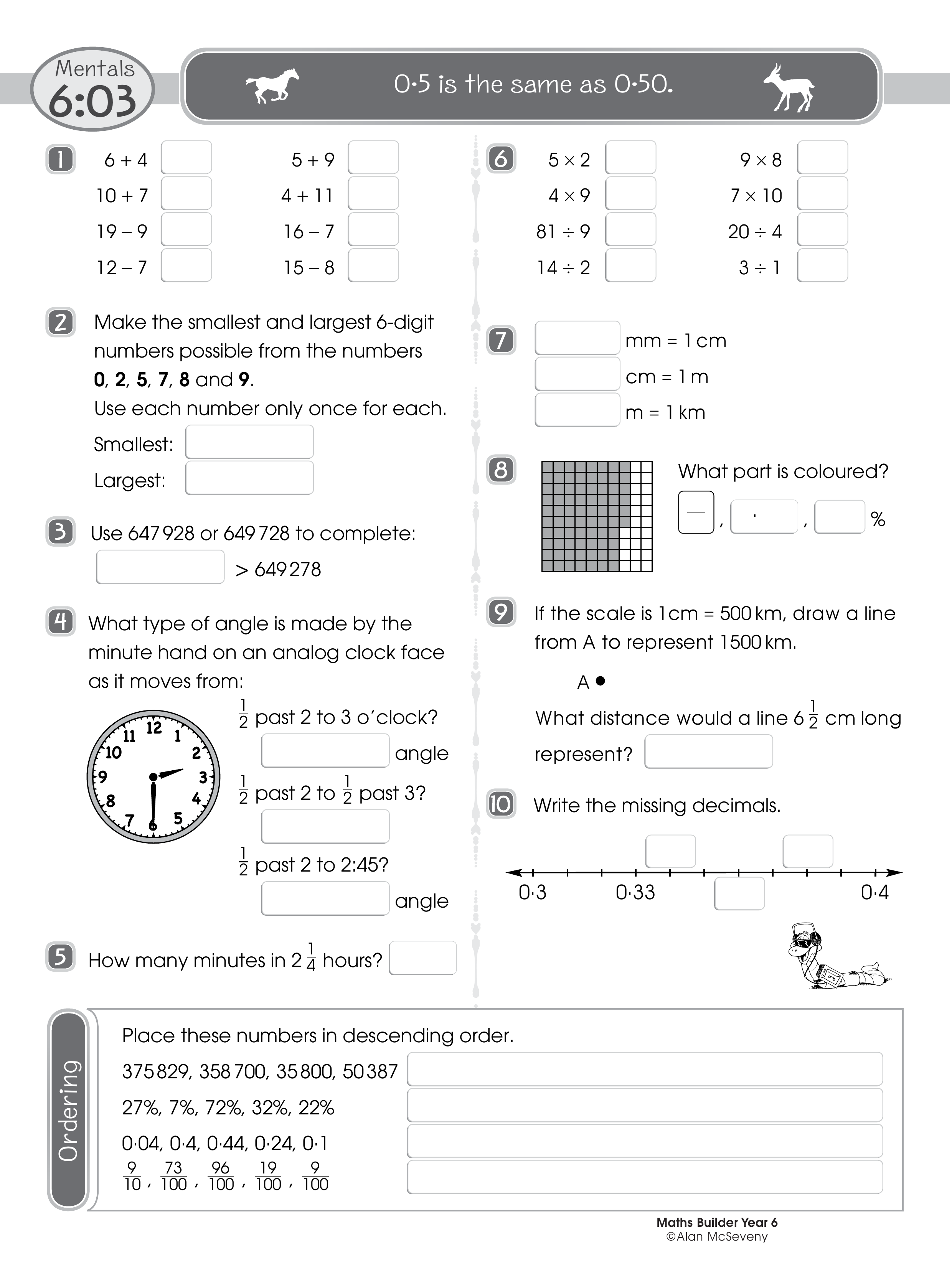 Mentals 6:03 — worksheet preview