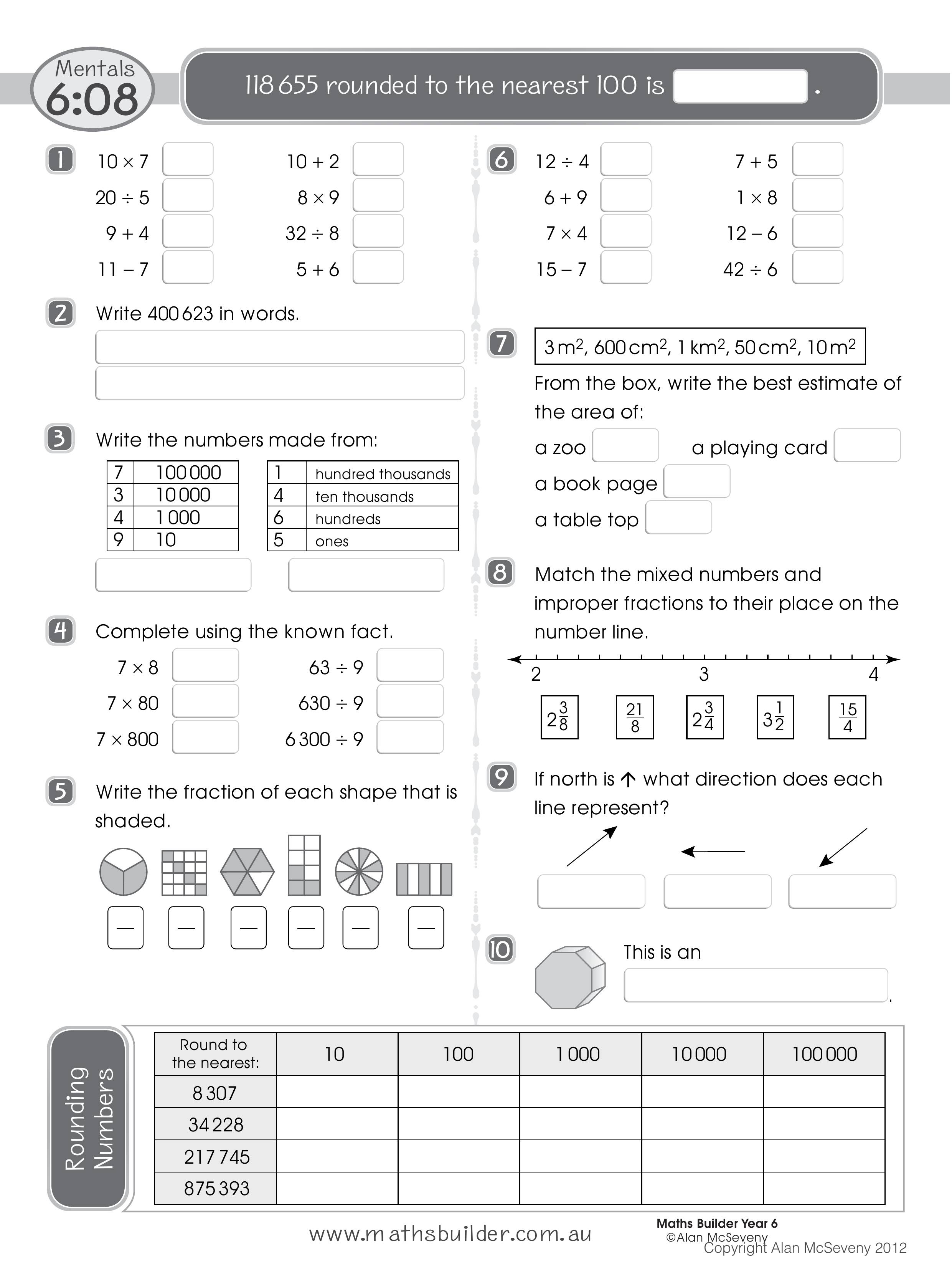 Mentals 6:08 — worksheet preview