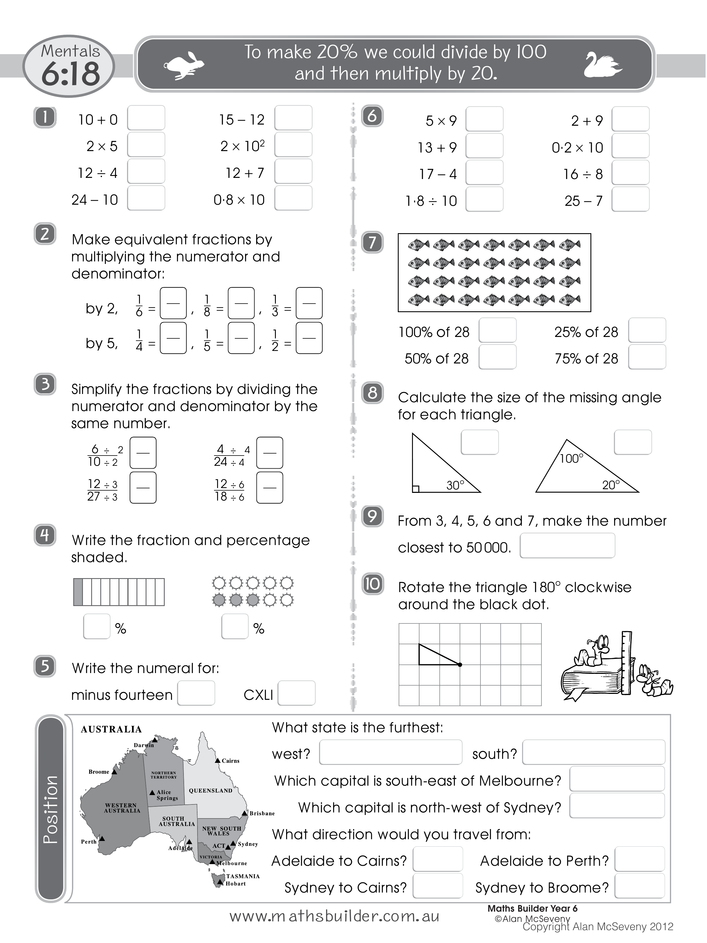 Mentals 6:18 — worksheet preview