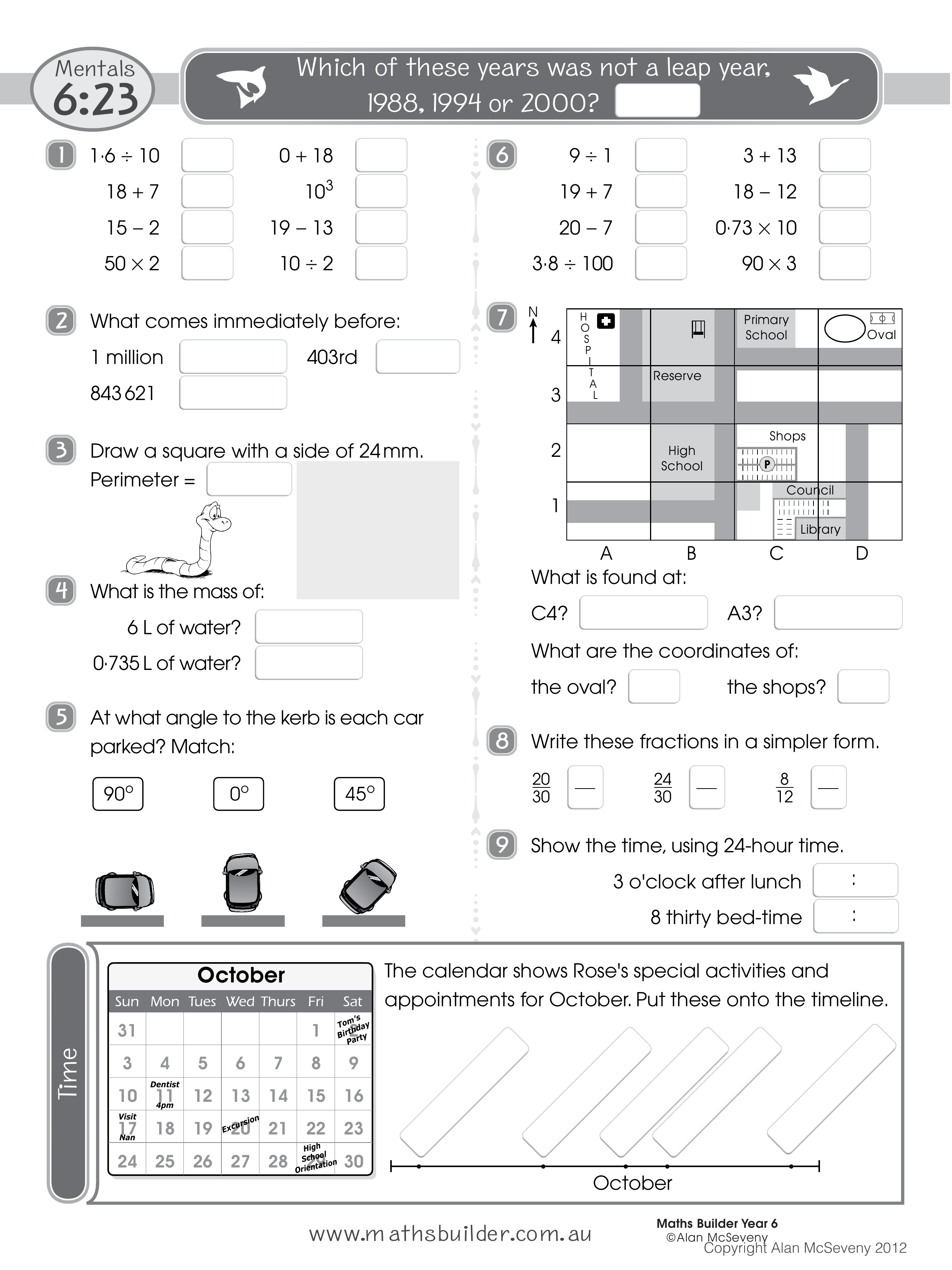 Mentals 6:23 — worksheet preview