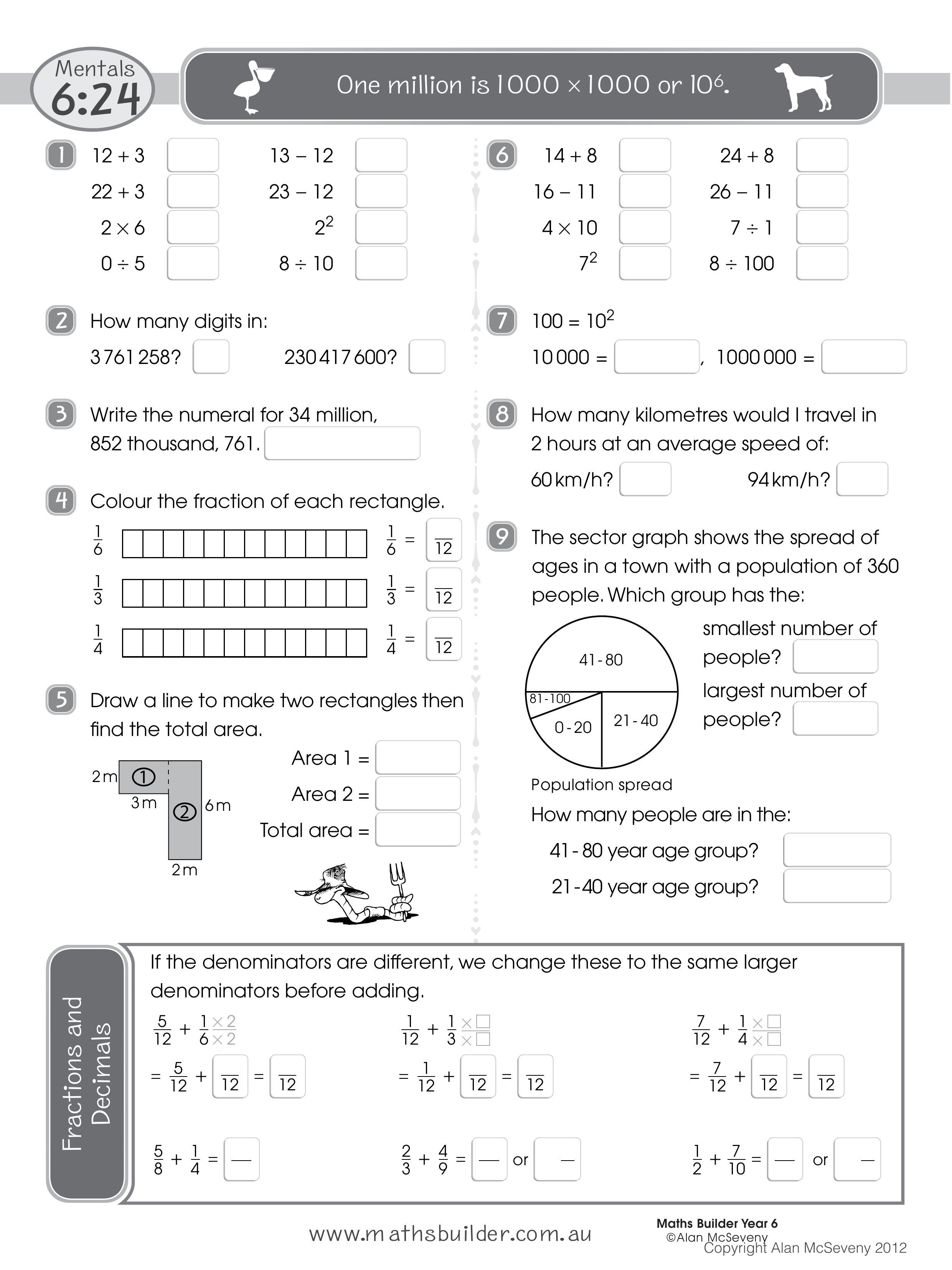 Mentals 6:24 — worksheet preview