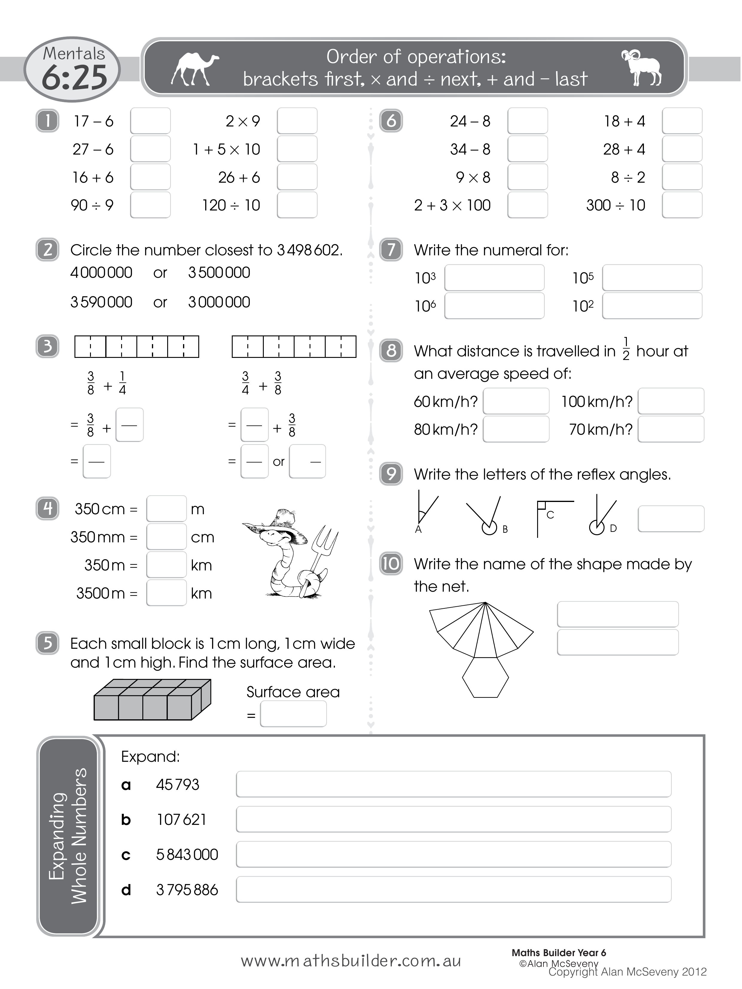 Mentals 6:25 — worksheet preview