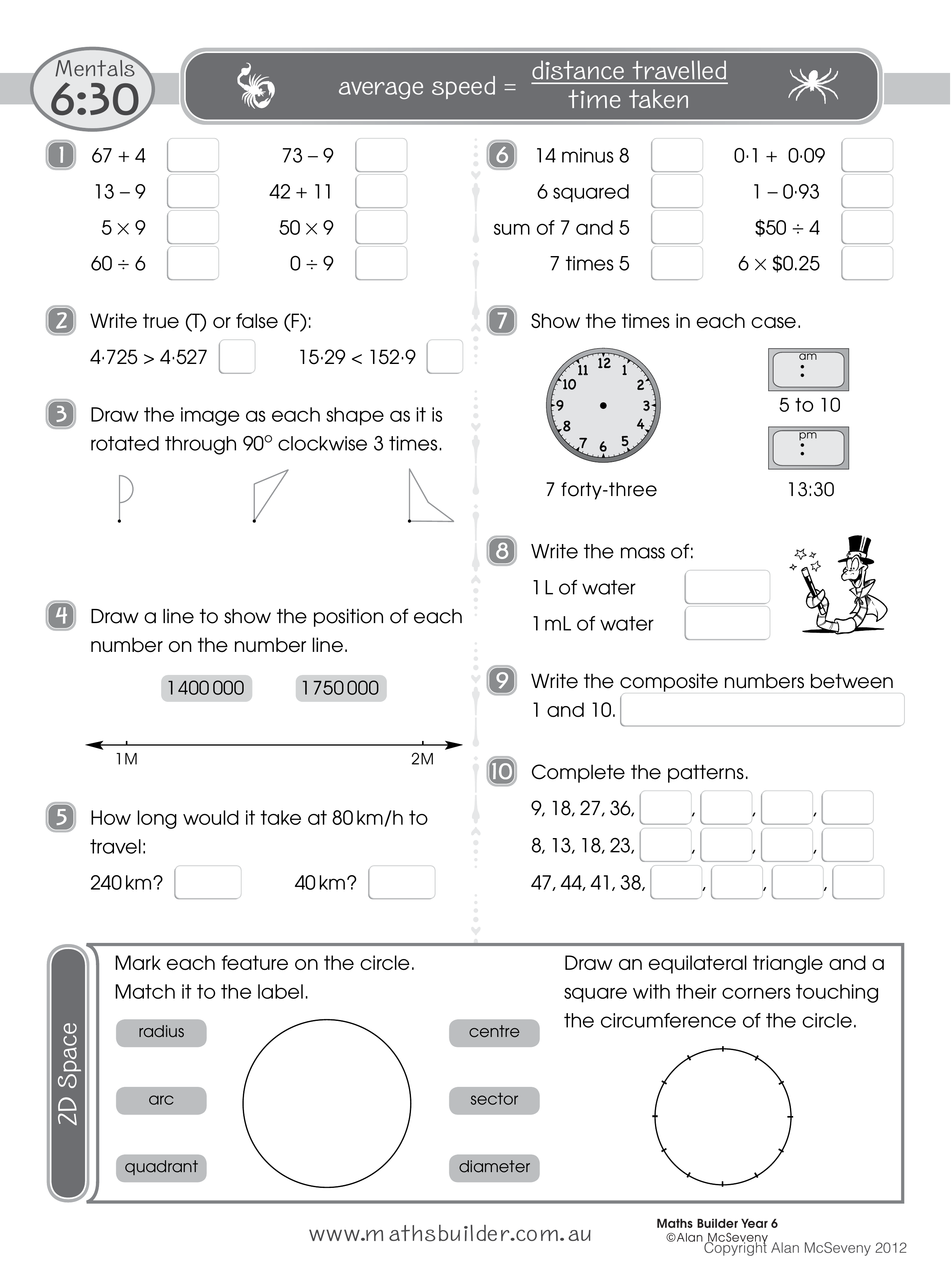 Mentals 6:30 — worksheet preview