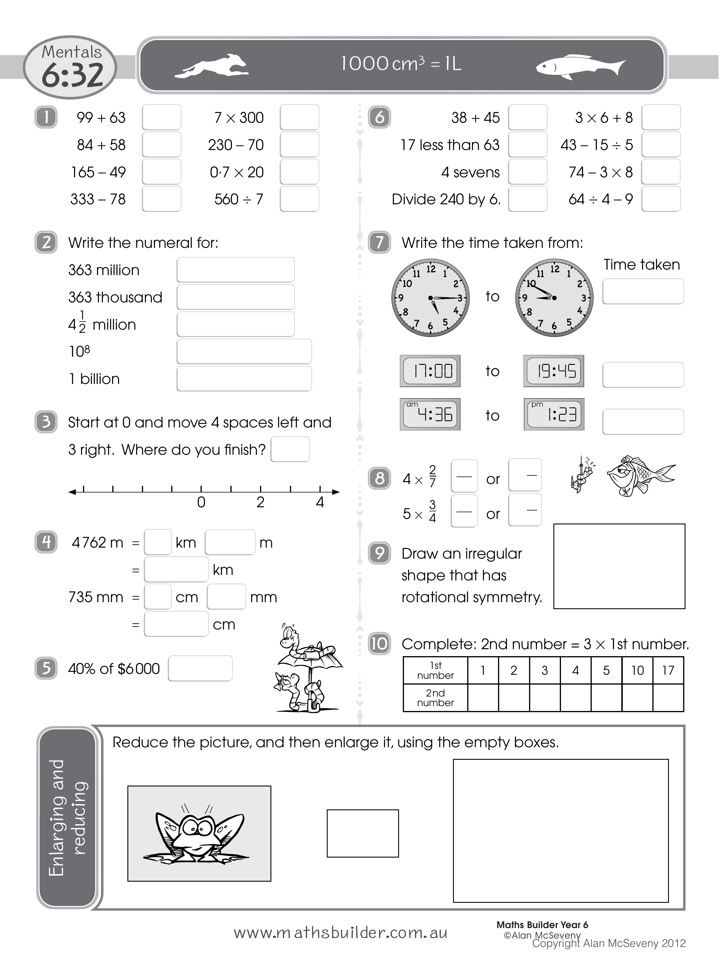 Mentals 6:32 — worksheet preview