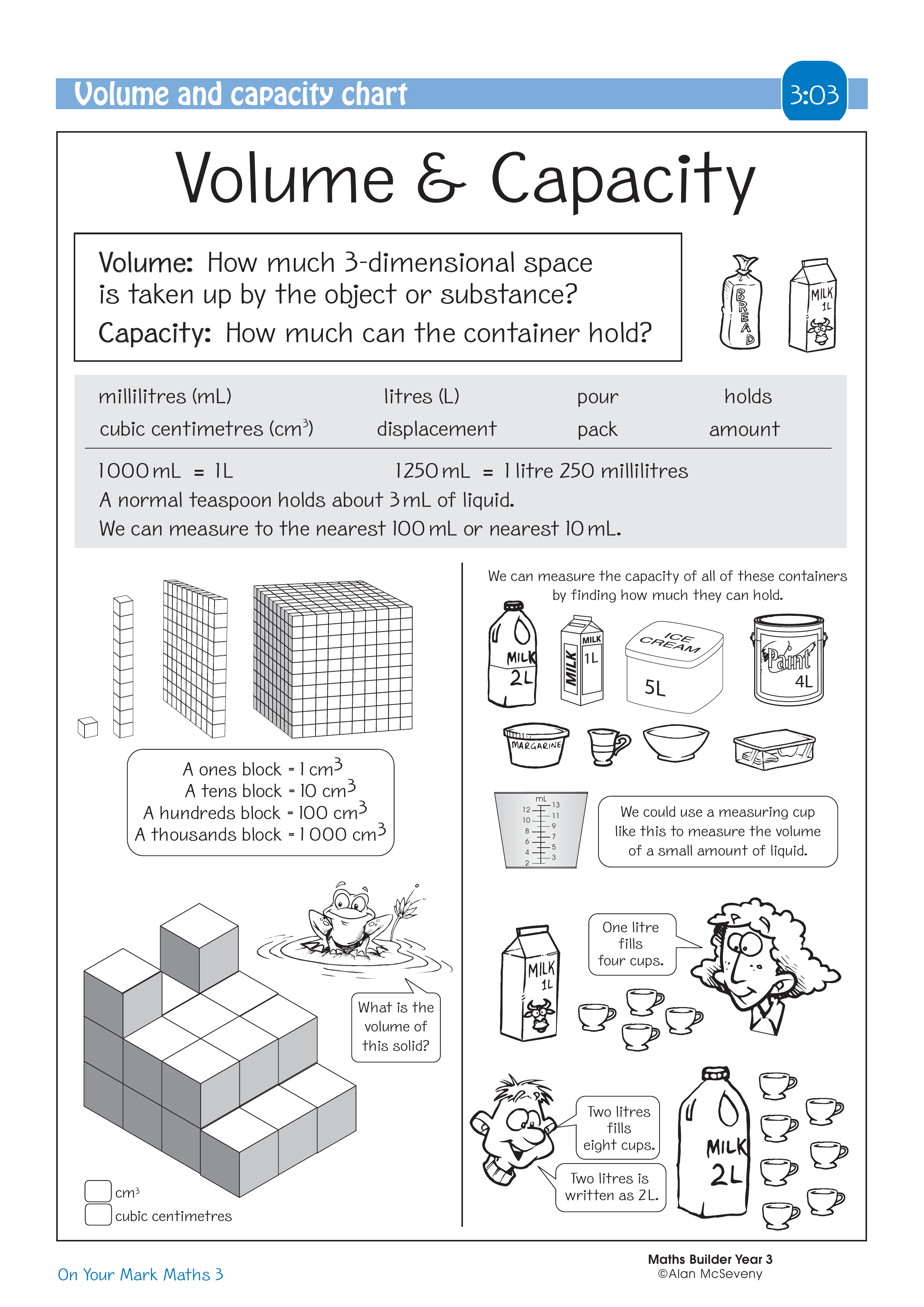 Volume and capacity chart — worksheet preview