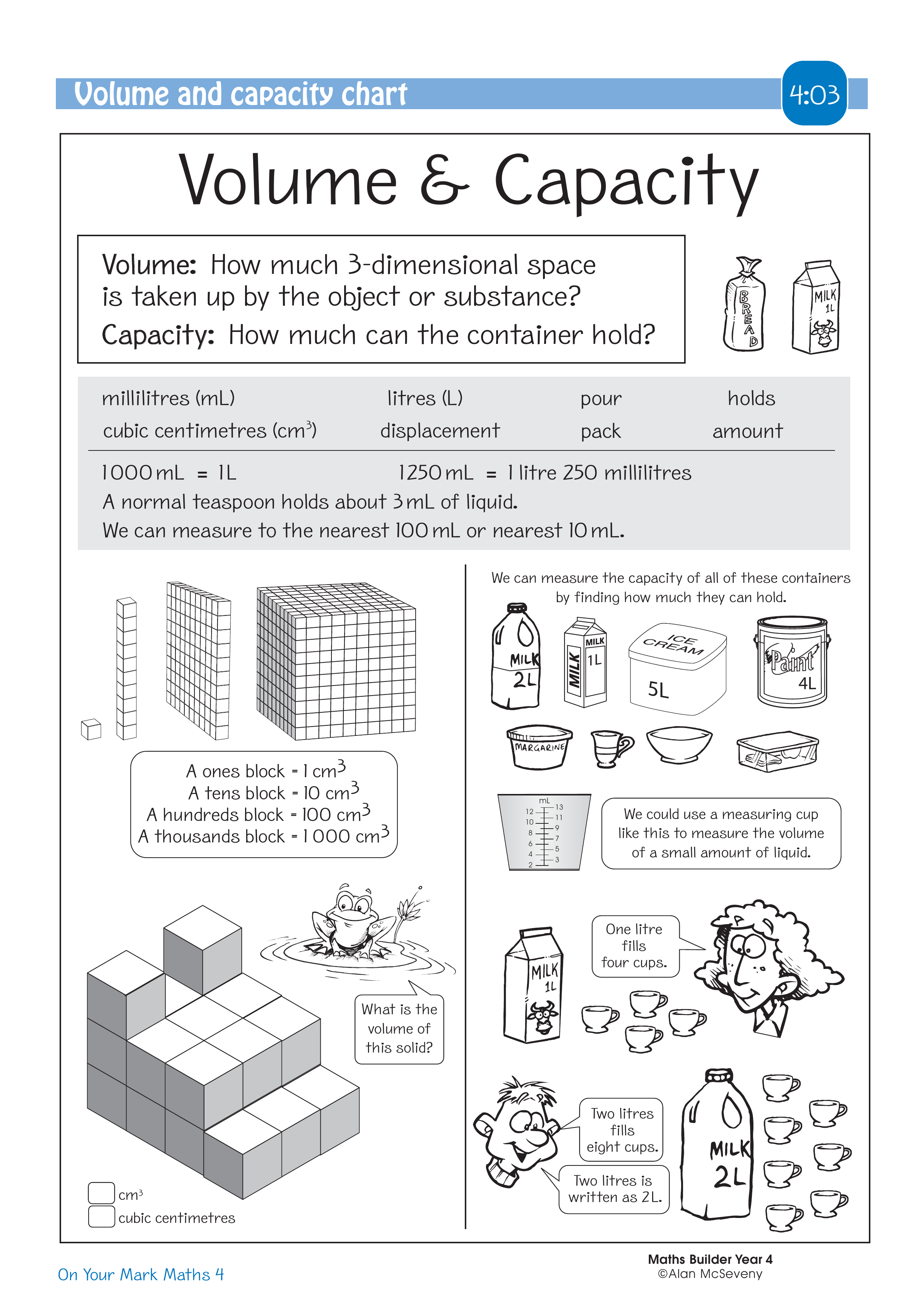 Volume and capacity chart — worksheet preview