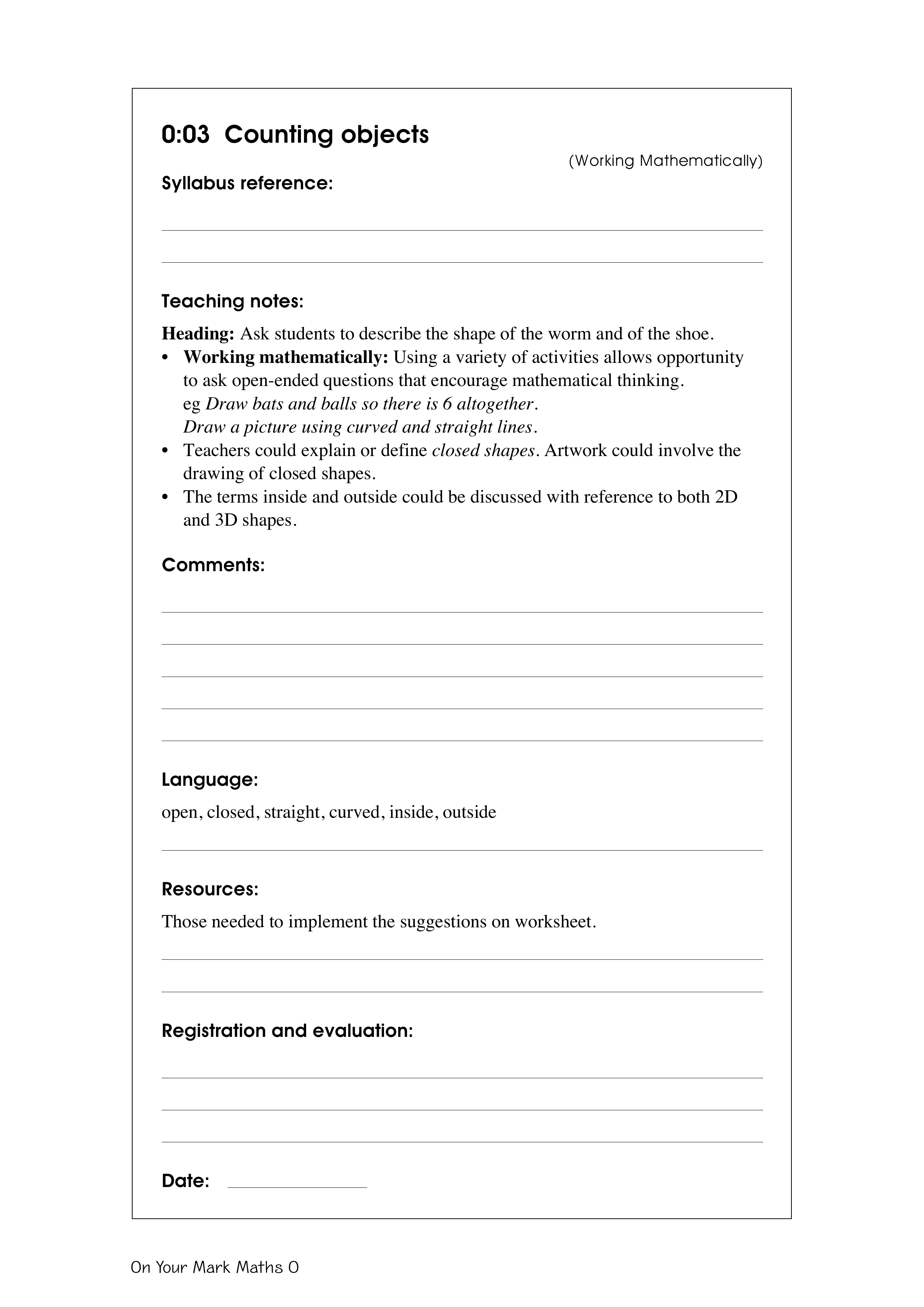 Counting objects — worksheet preview