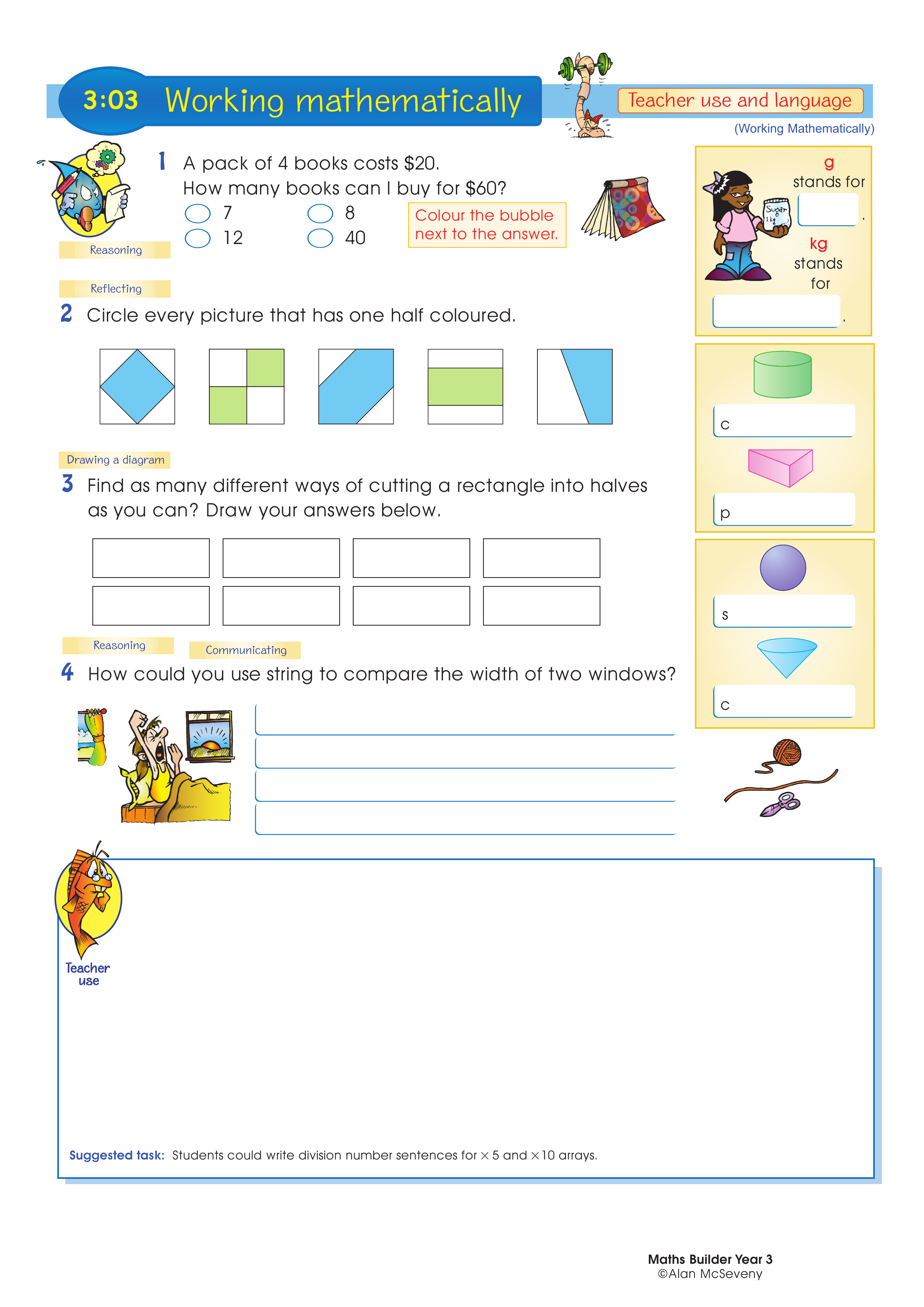 Working mathematically (and language) — worksheet preview