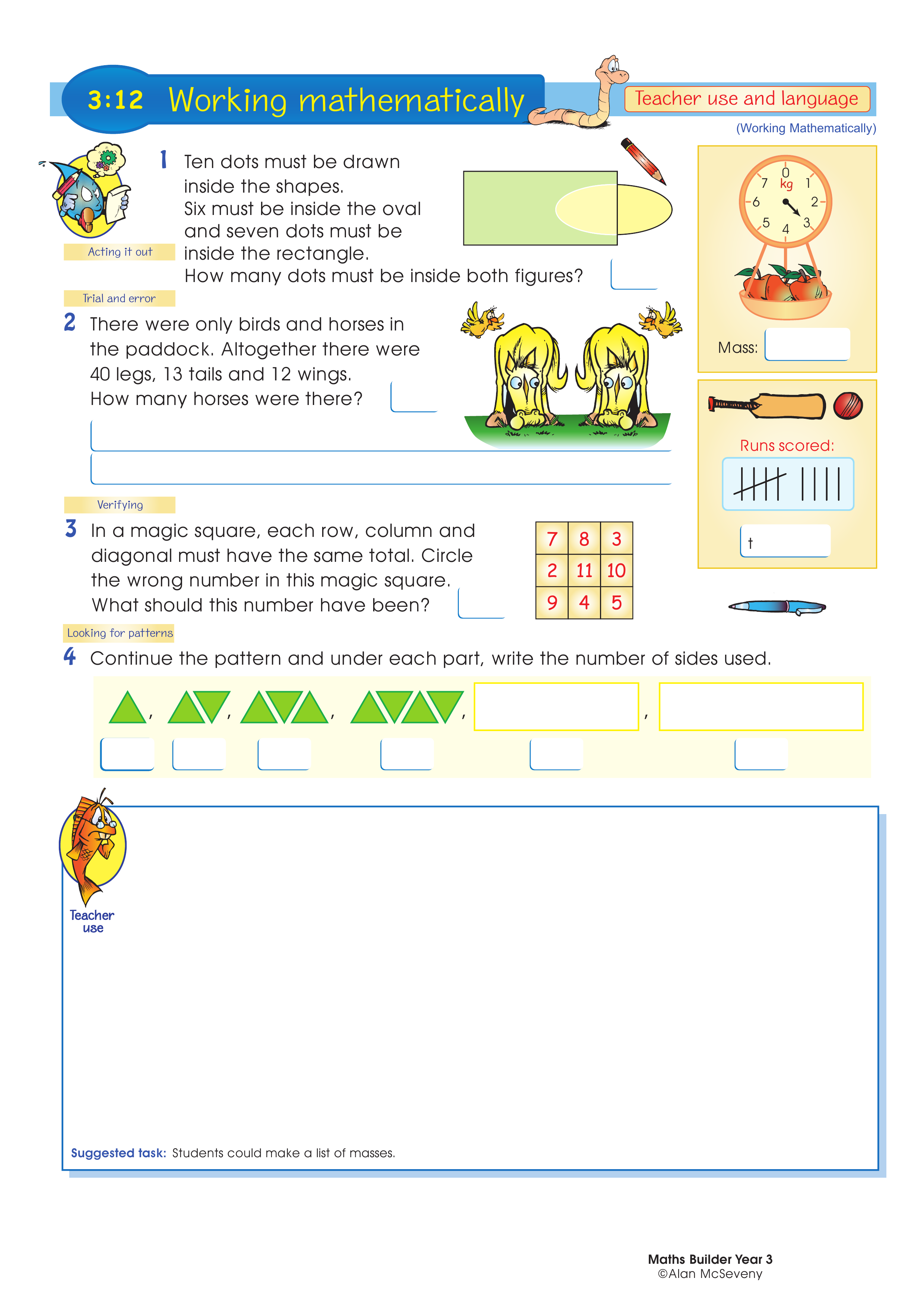 Working mathematically (and language) — worksheet preview
