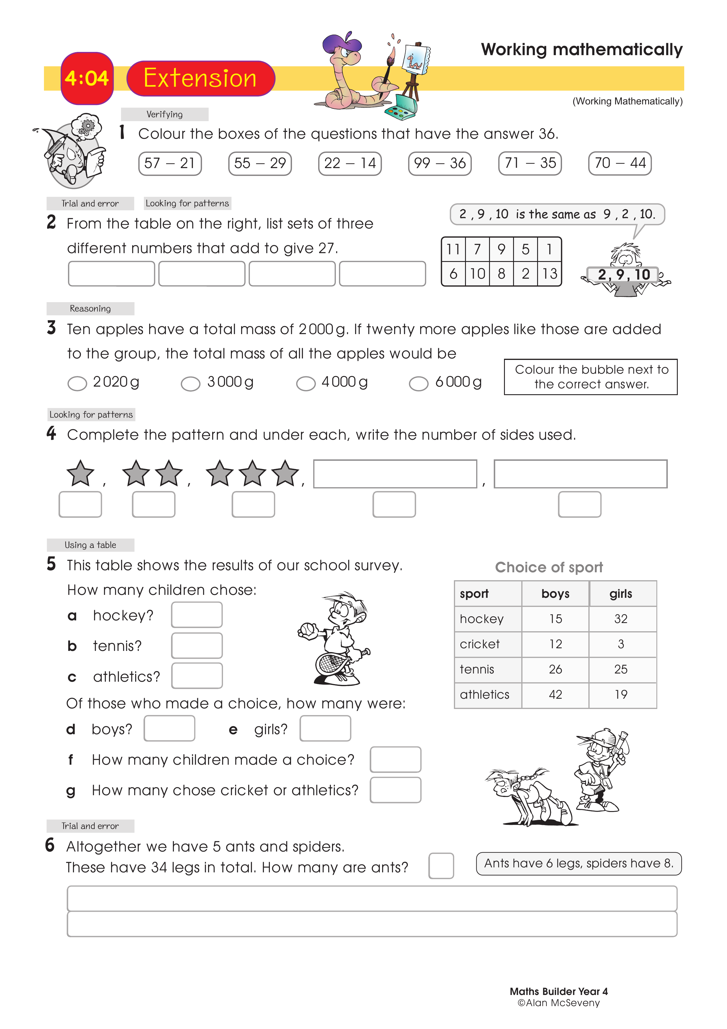 Working mathematically — worksheet preview