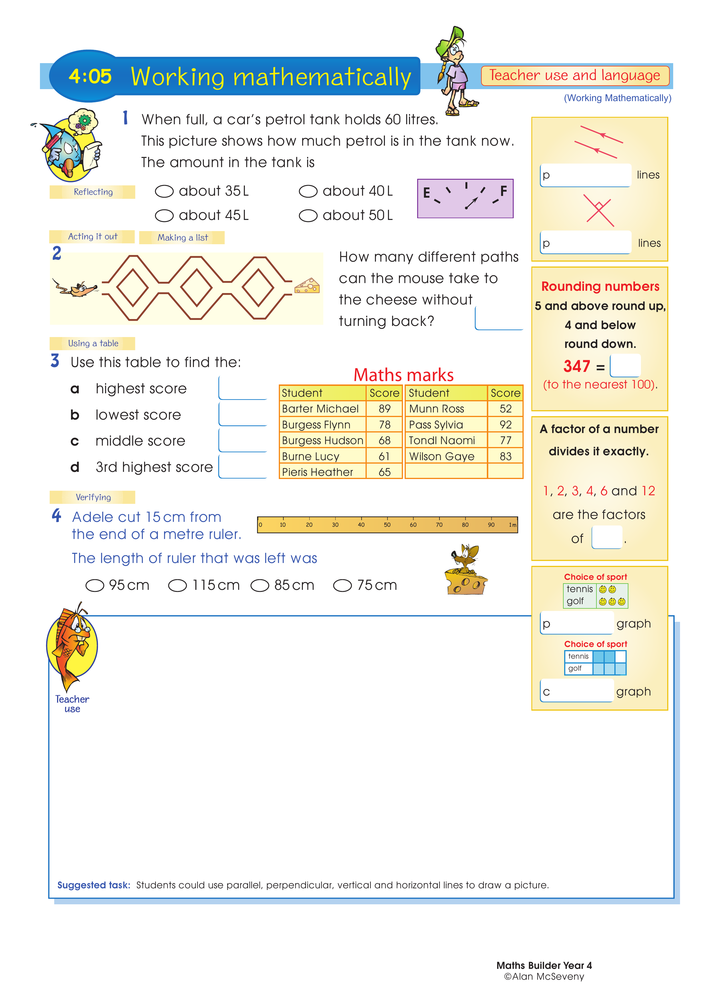 Working mathematically (and language) — worksheet preview