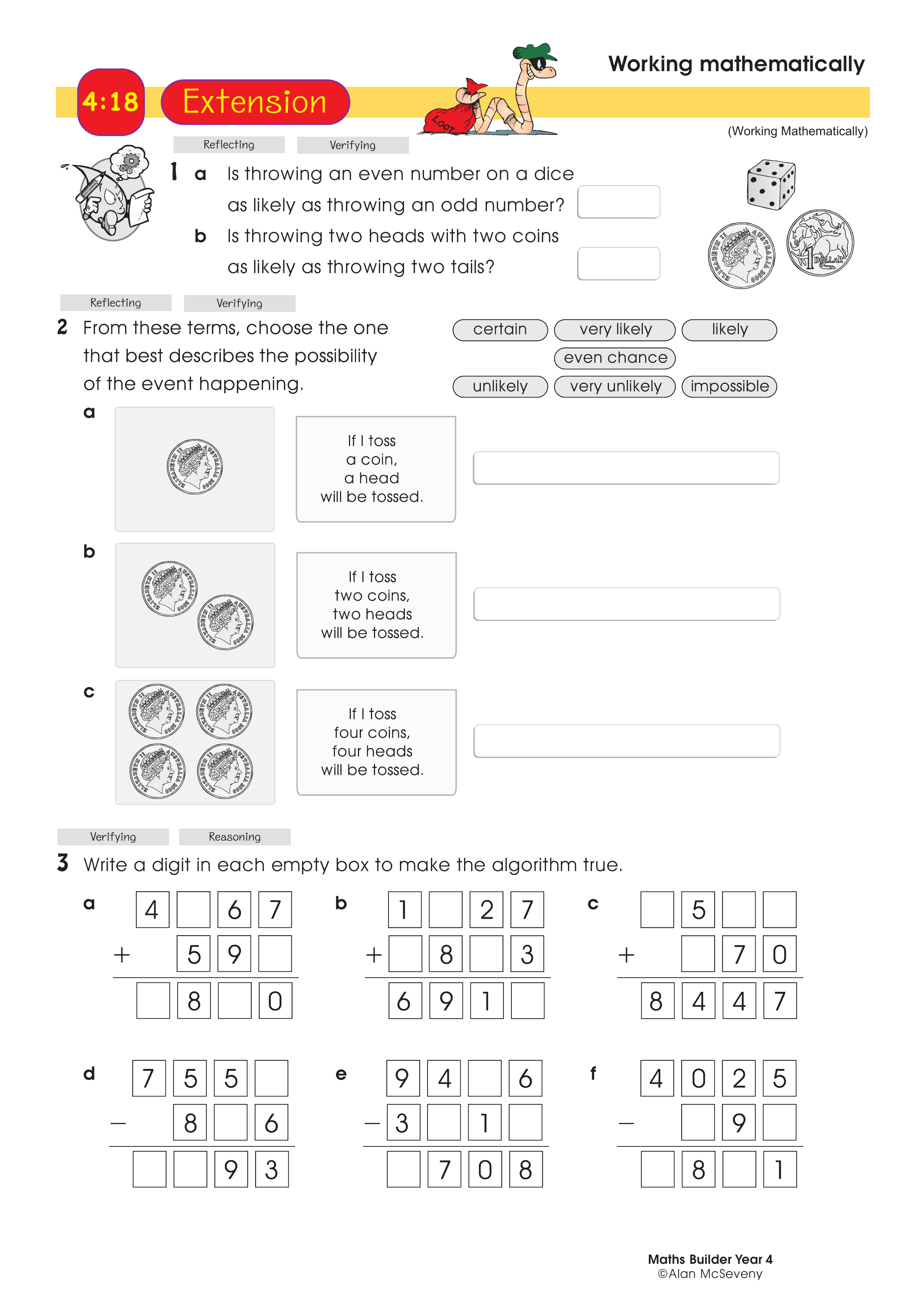Working mathematically — worksheet preview