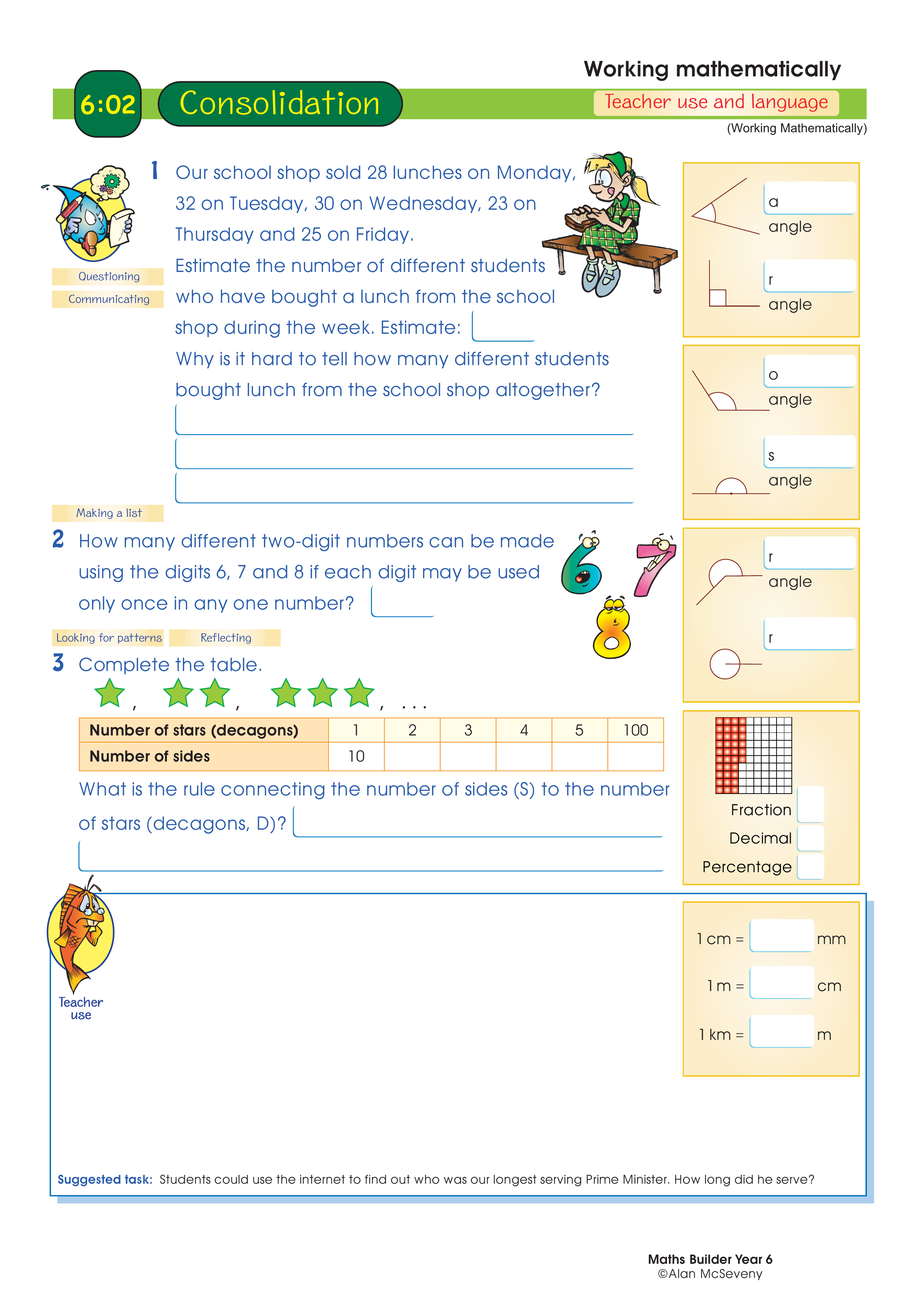 Working mathematically (and language) — worksheet preview