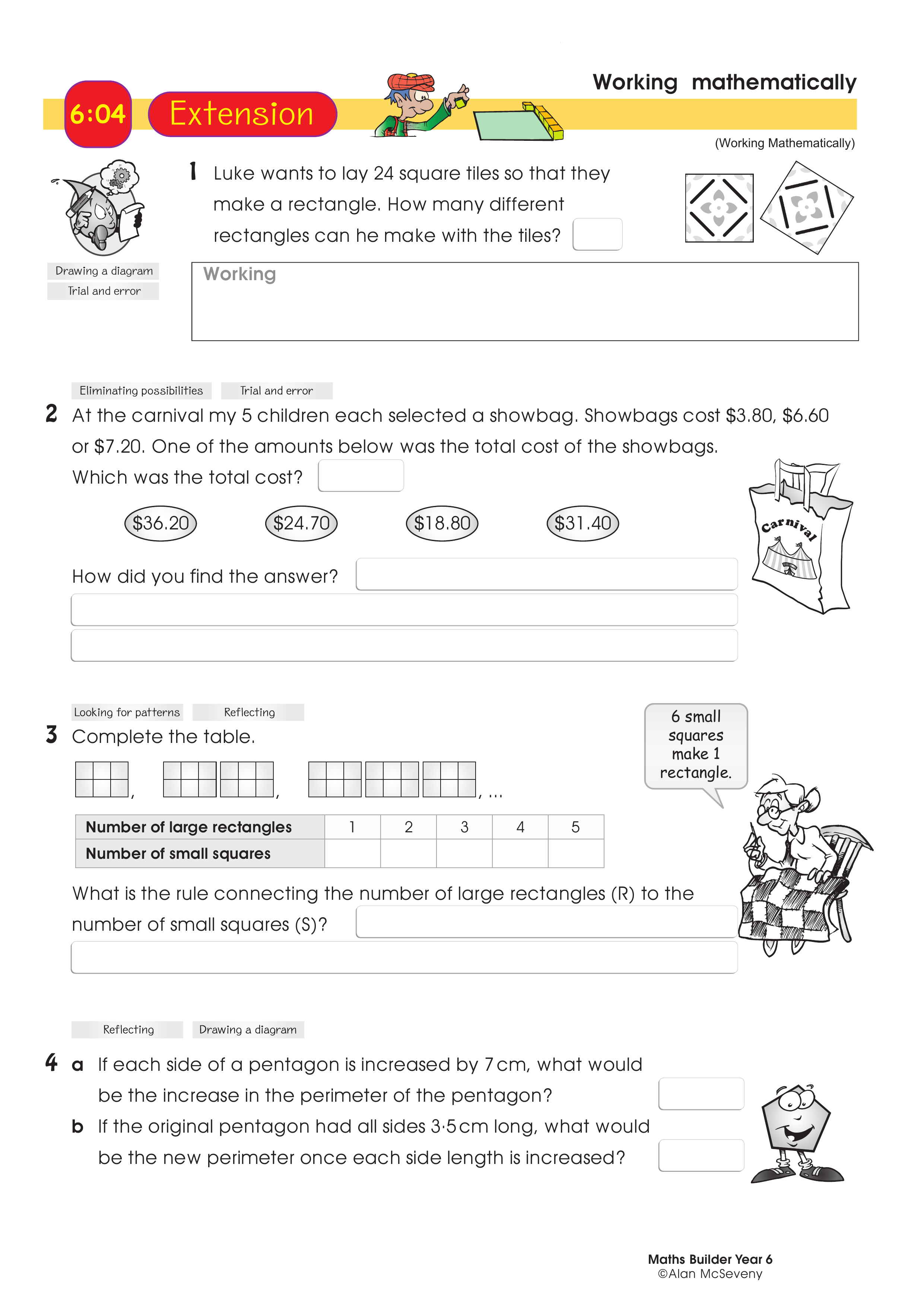 Working mathematically — worksheet preview