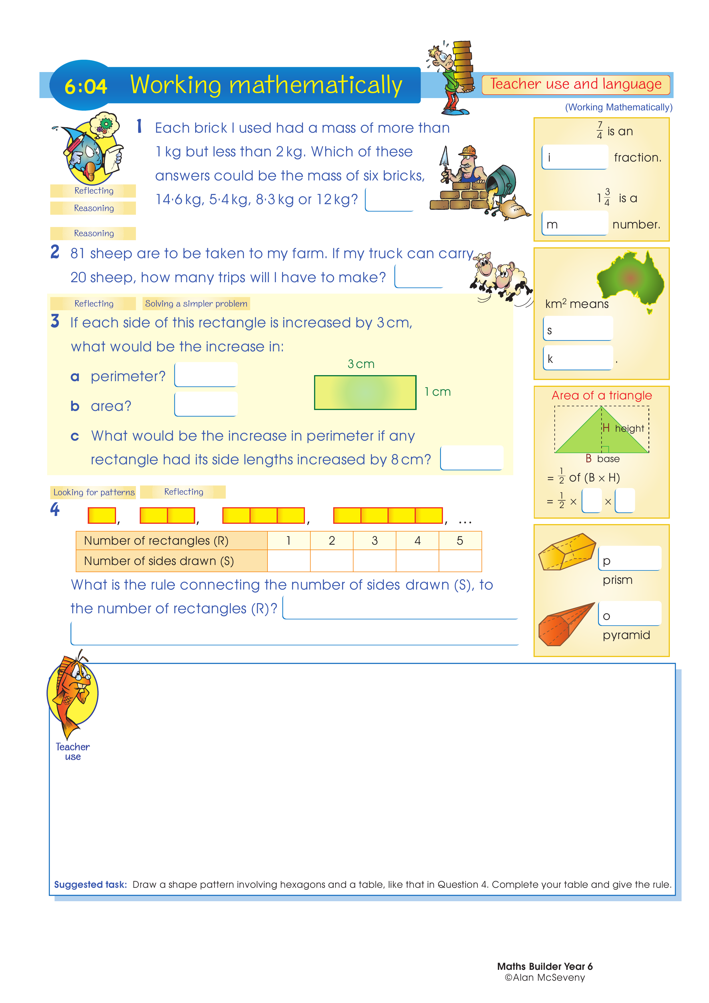 Working mathematically (and language) — worksheet preview