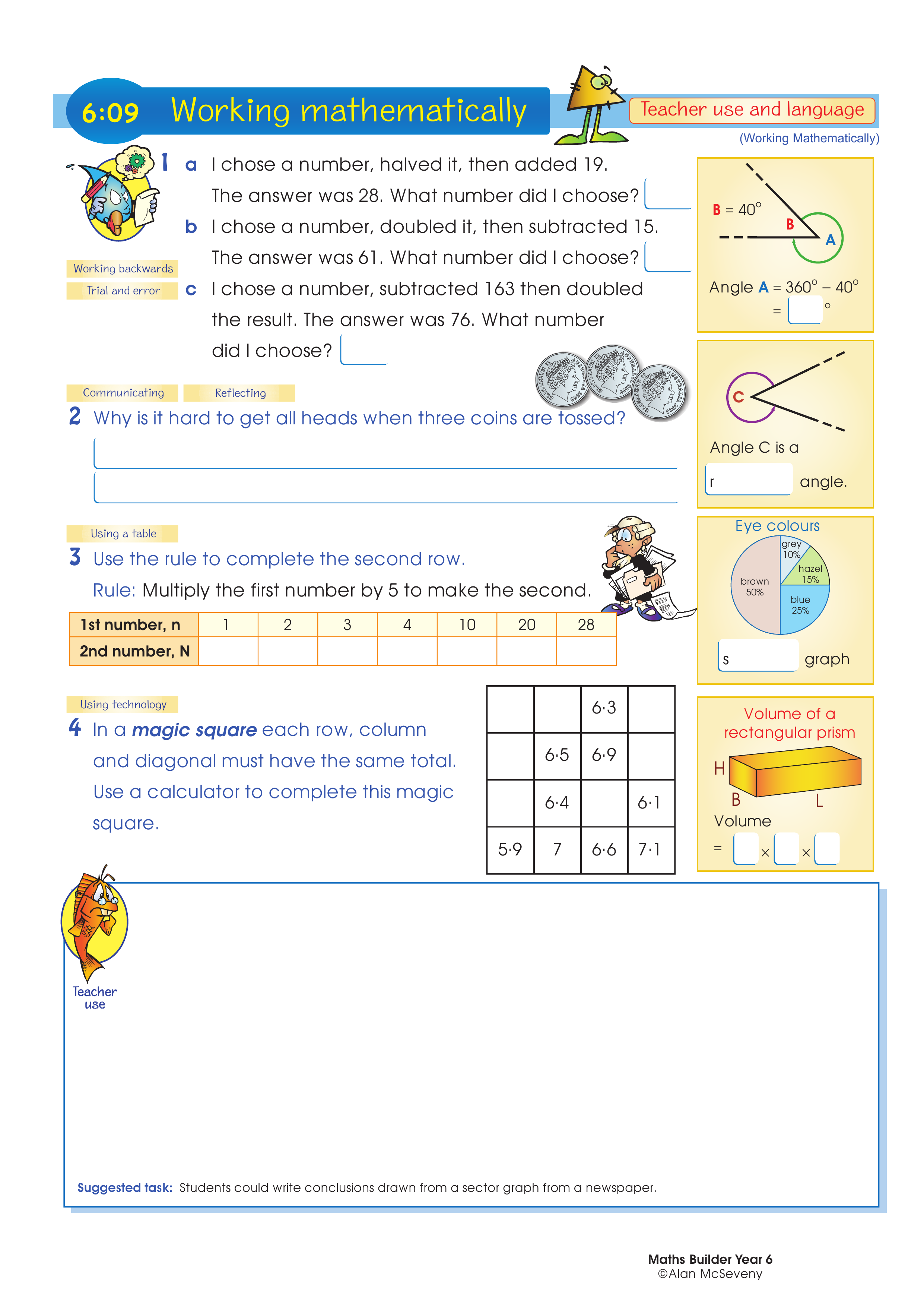 Working mathematically (and language) — worksheet preview