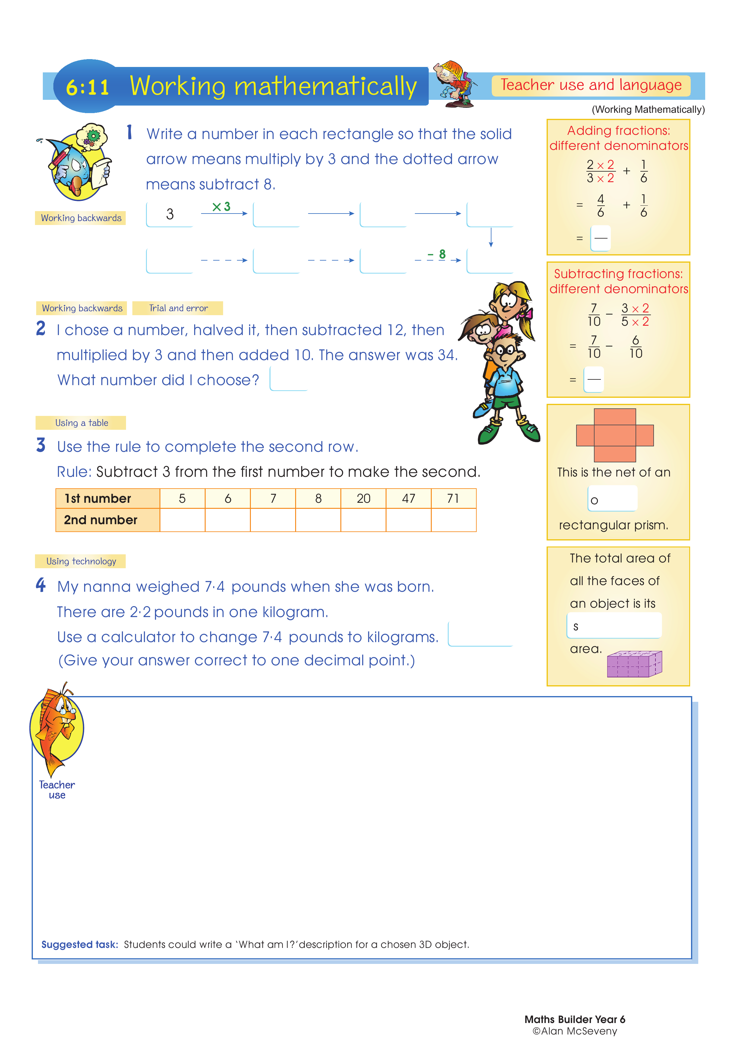 Working mathematically (and language) — worksheet preview