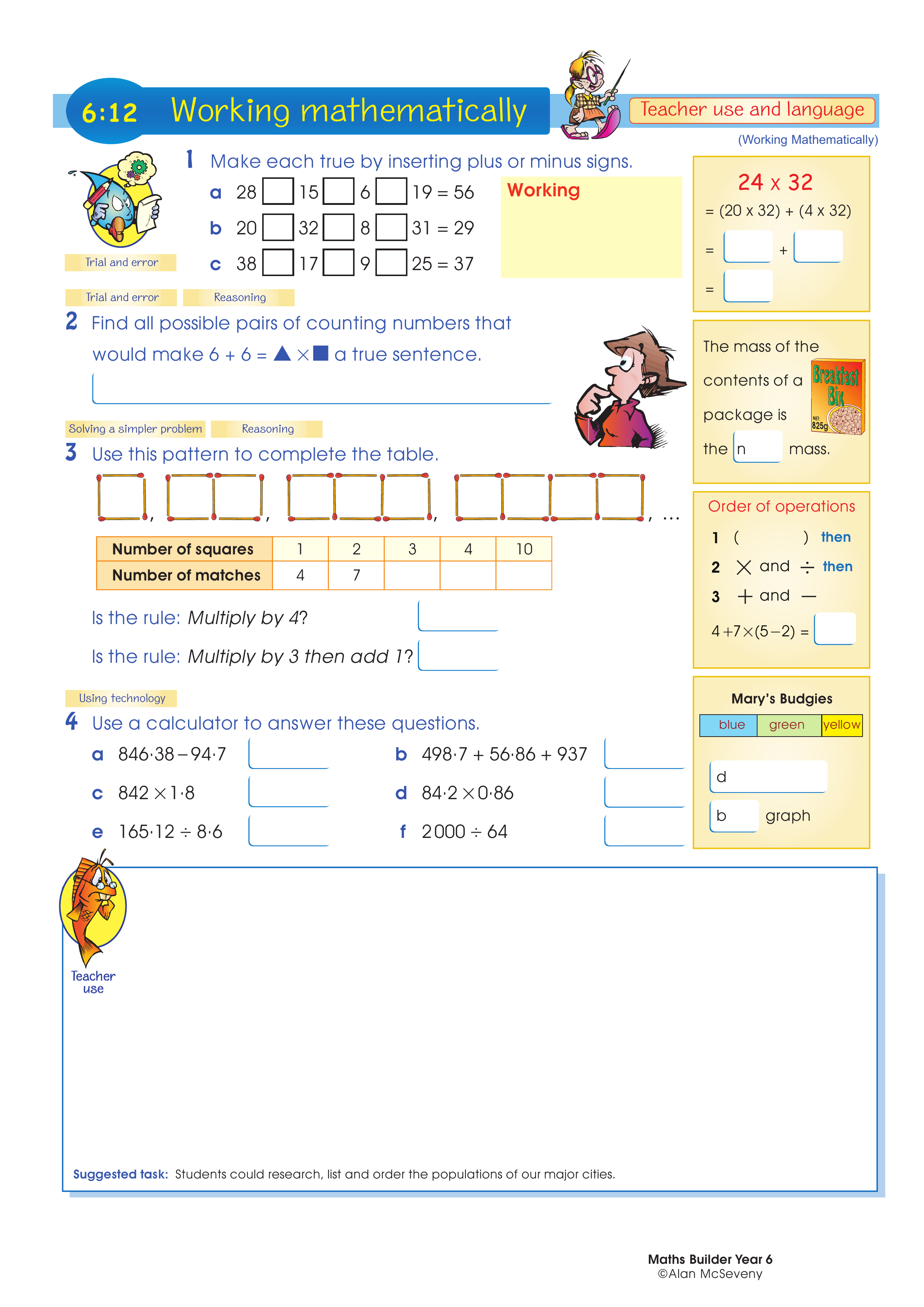 Working mathematically (and language) — worksheet preview