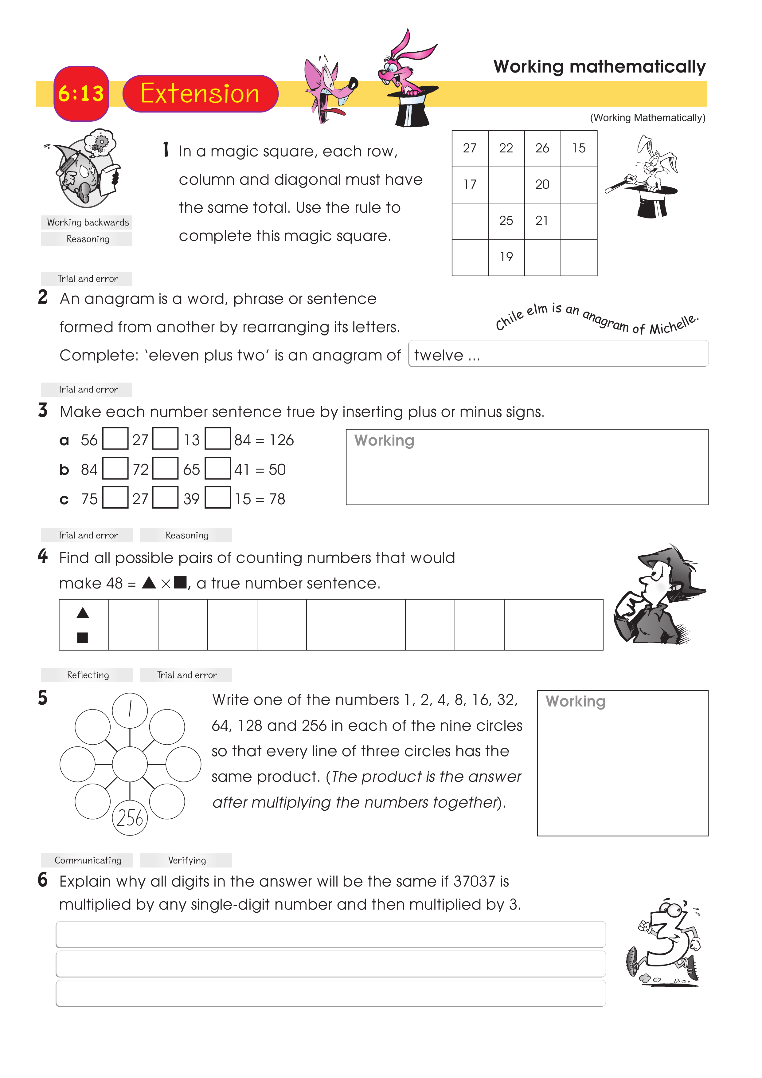 Working mathematically — worksheet preview