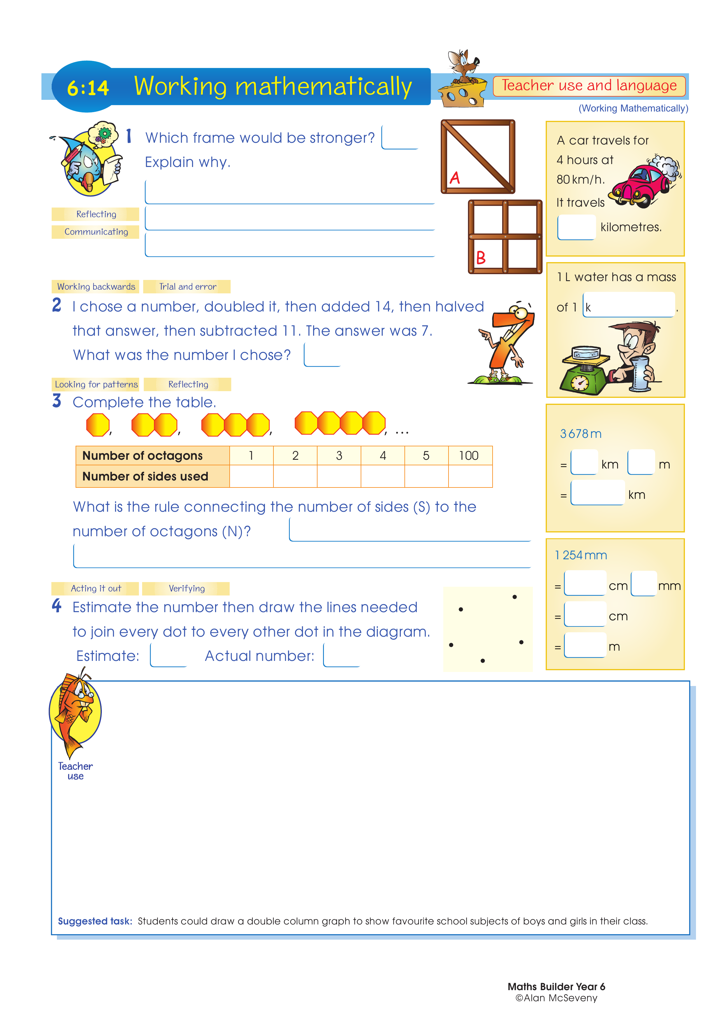 Working mathematically (and language) — worksheet preview