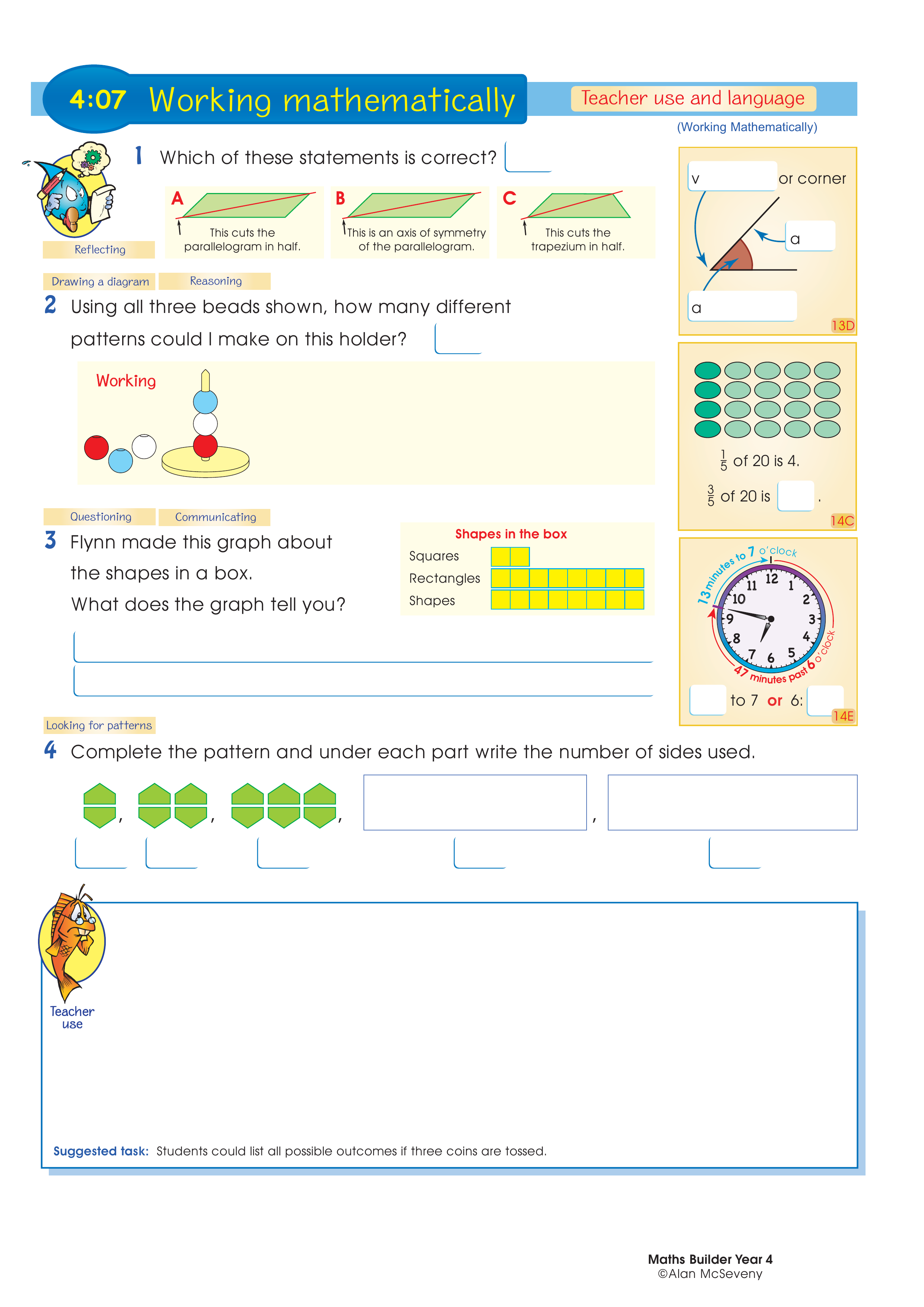 Working mathematically (and language) — worksheet preview
