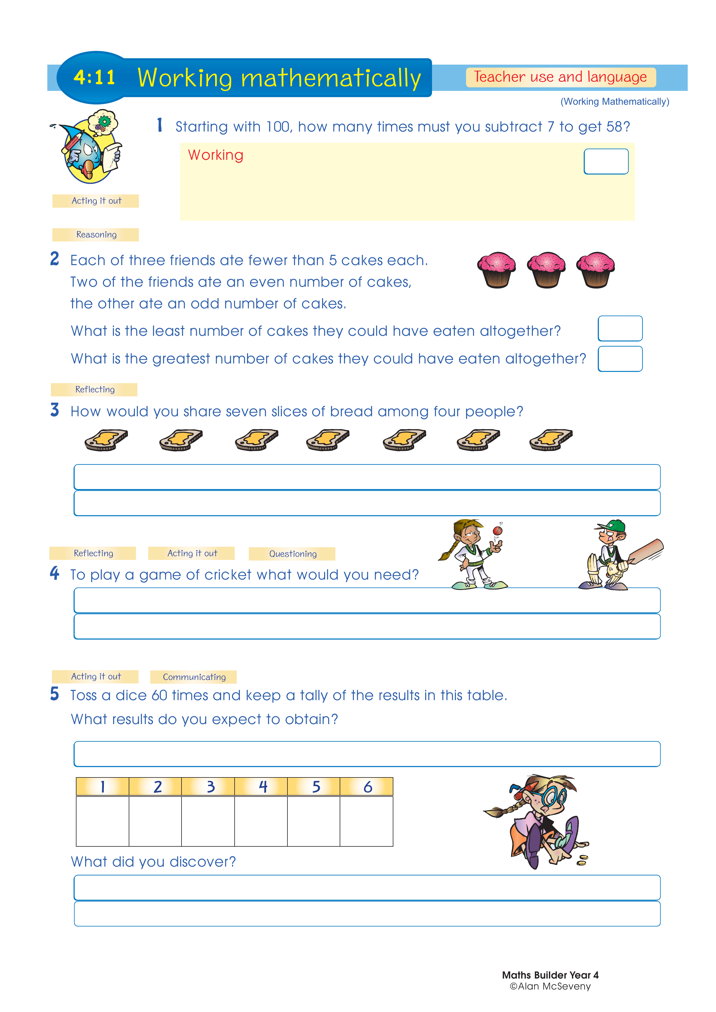 Working mathematically — worksheet preview
