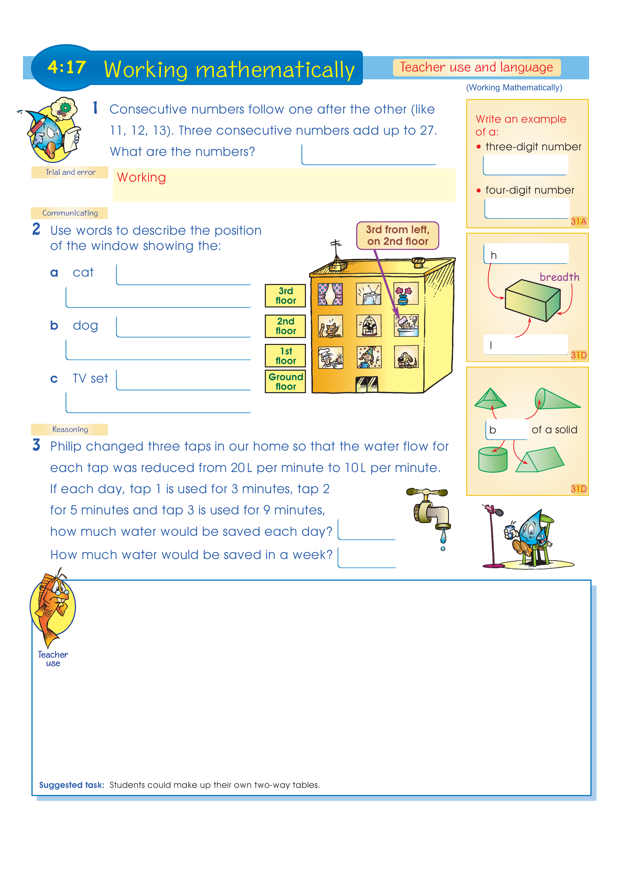Working mathematically (and language) — worksheet preview