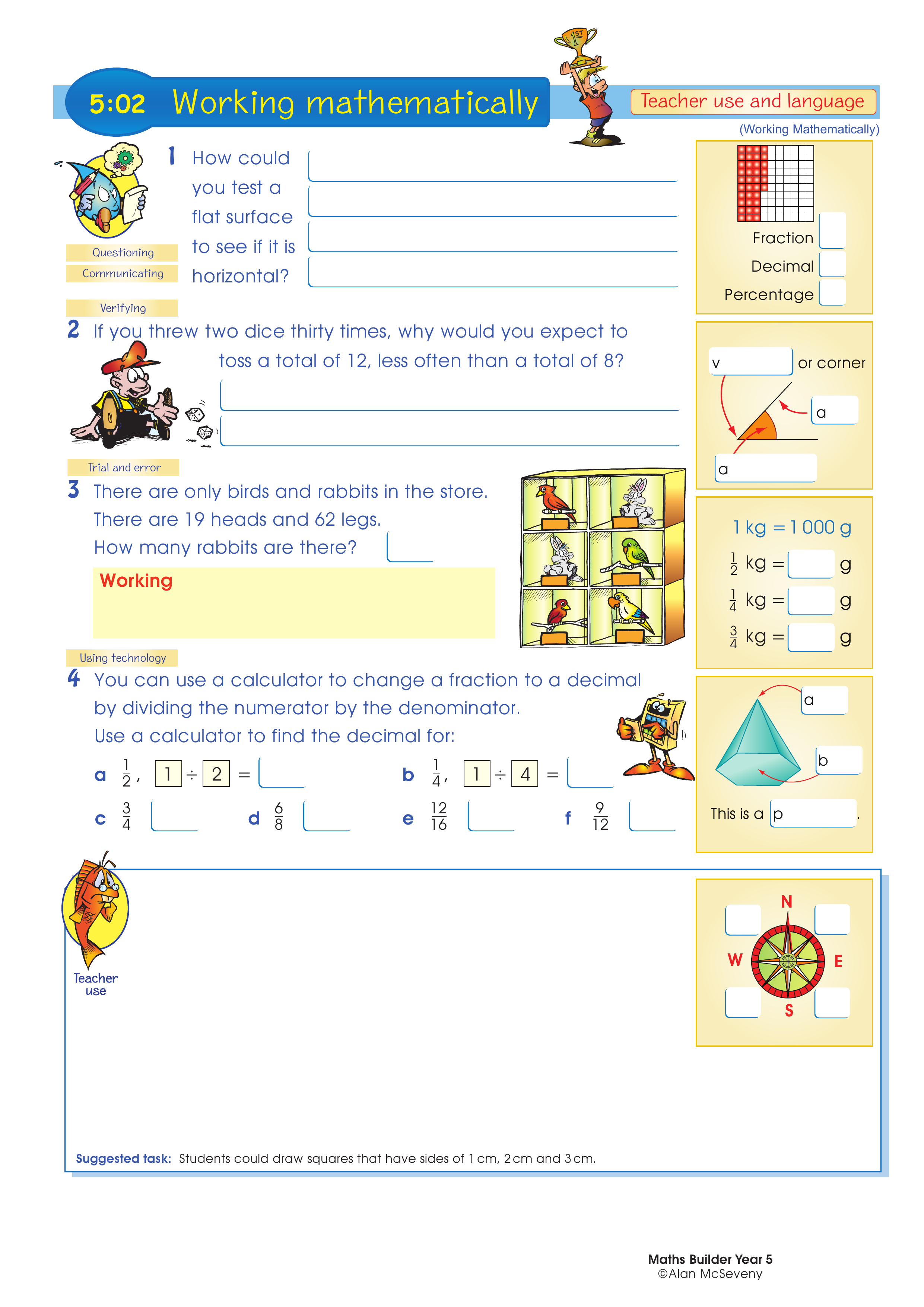 Working mathematically (and language) — worksheet preview