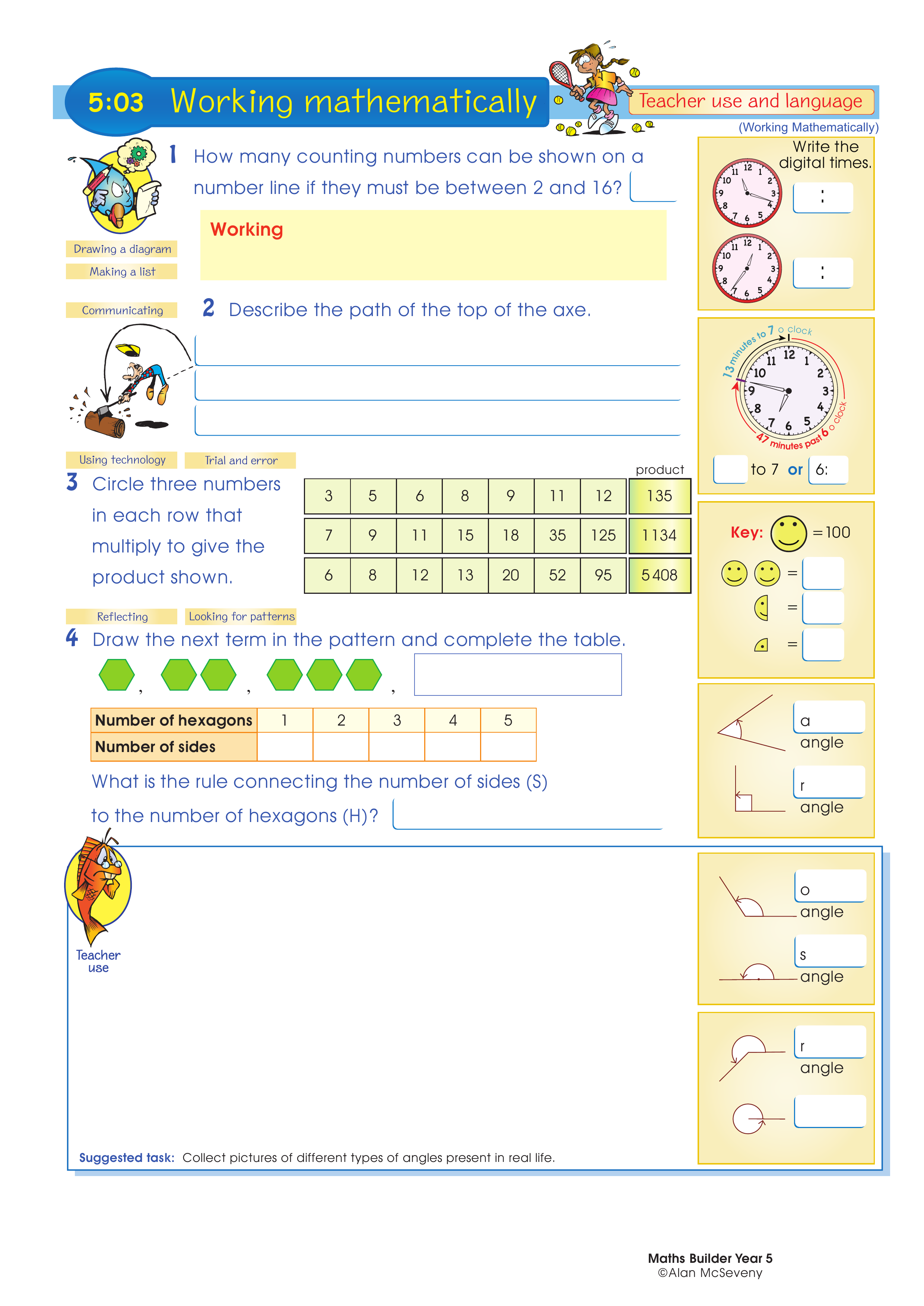 Working mathematically (and language) — worksheet preview