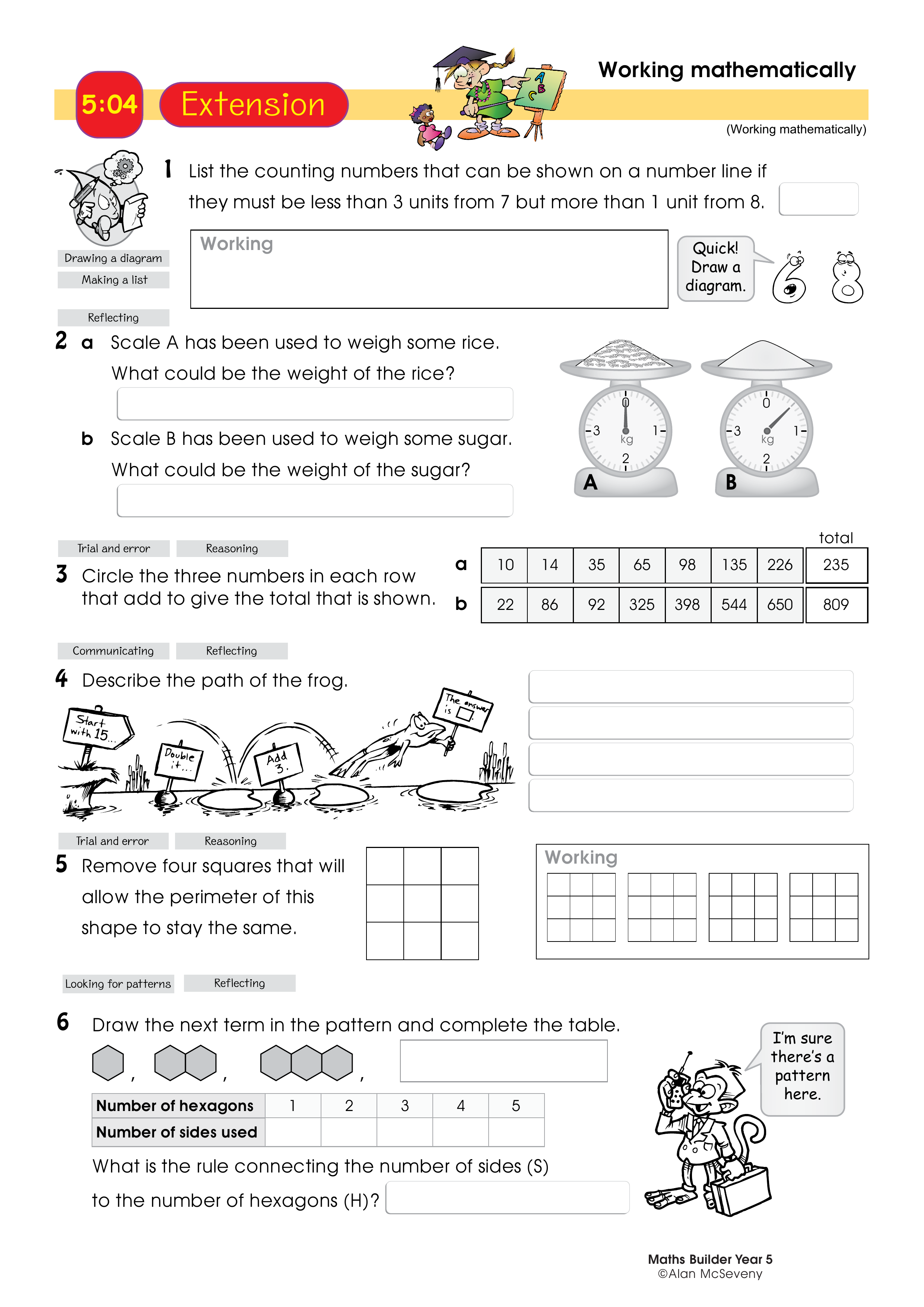 Working mathematically — worksheet preview