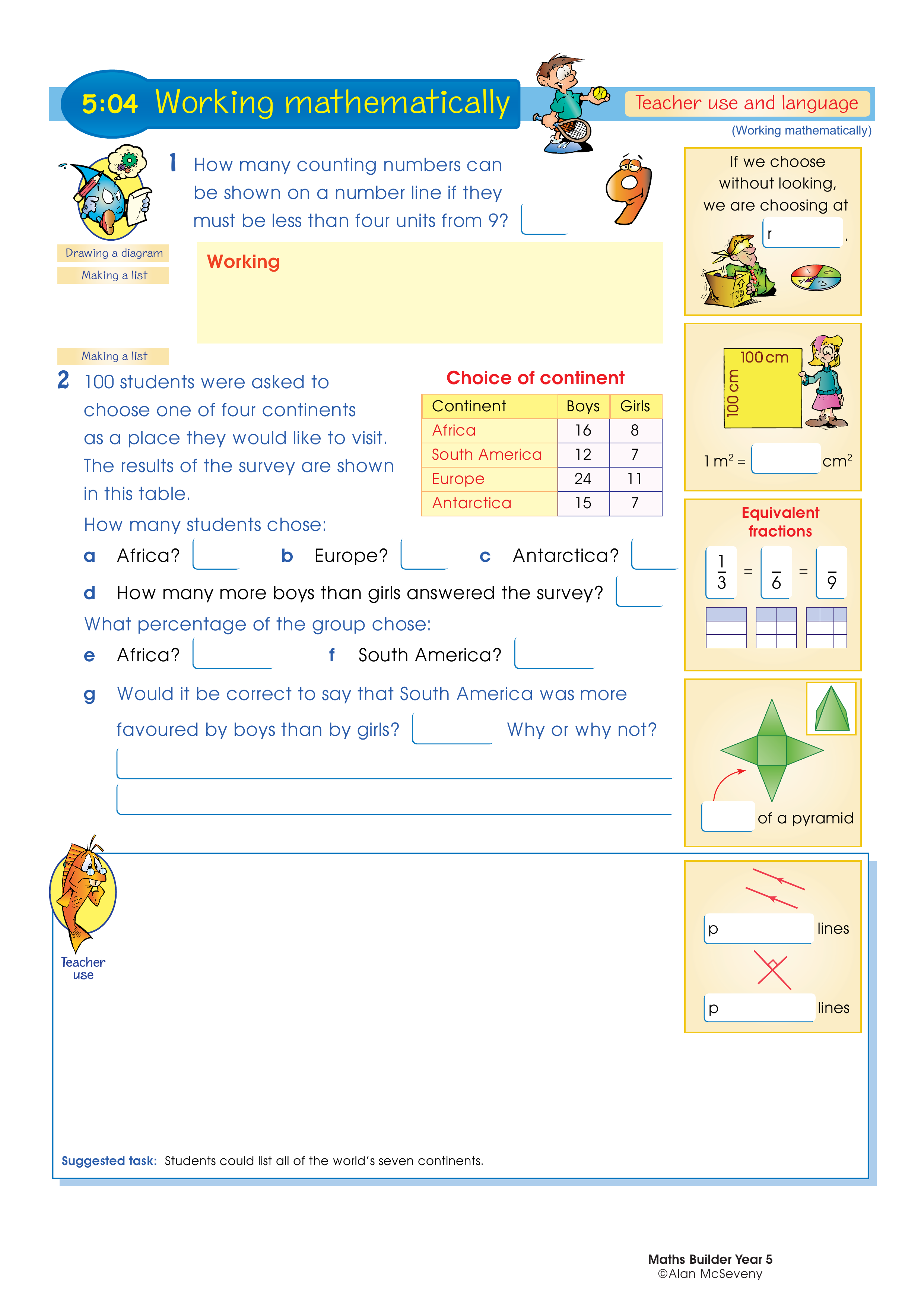 Working mathematically (and language) — worksheet preview