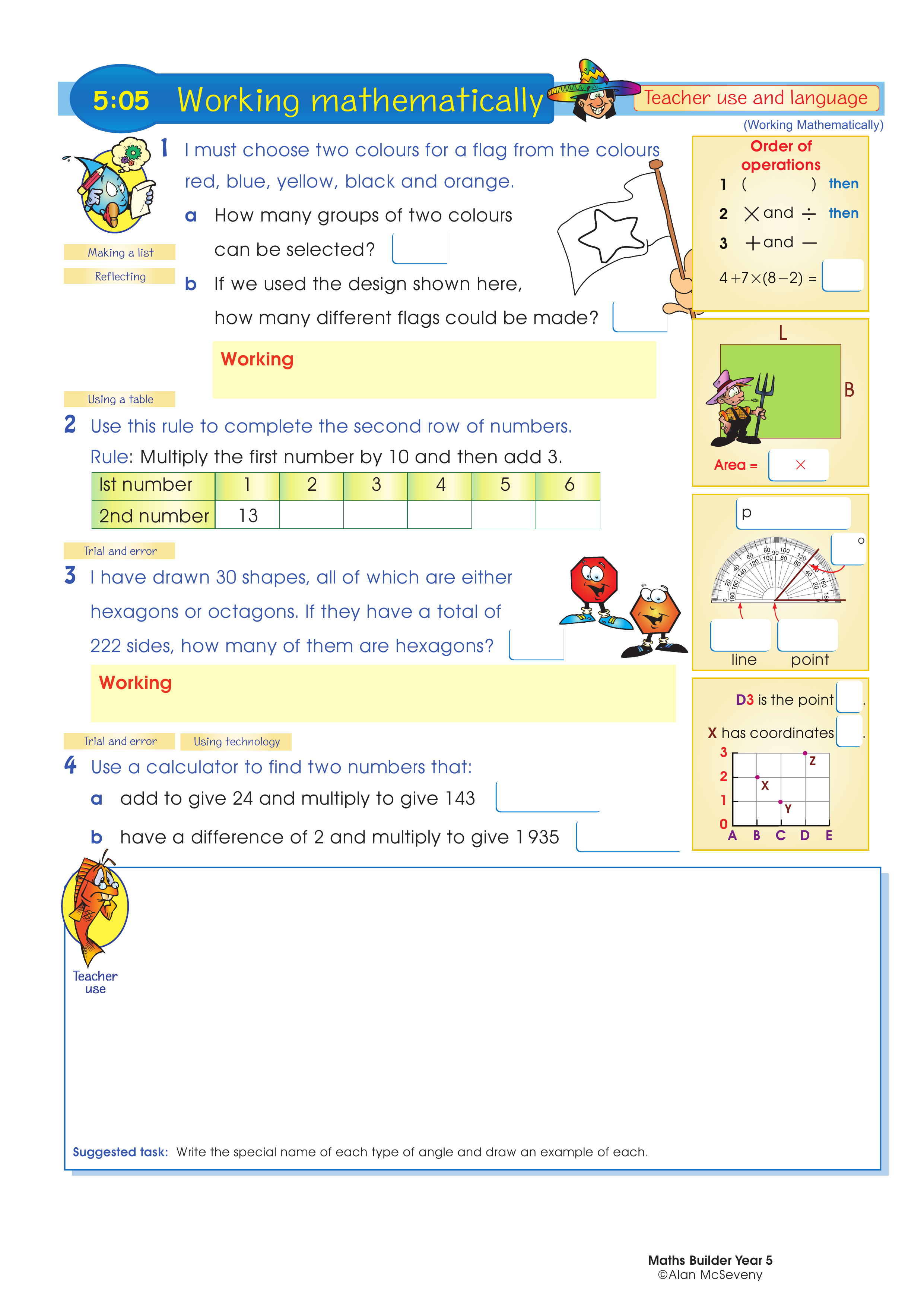 Working mathematically (and language) — worksheet preview