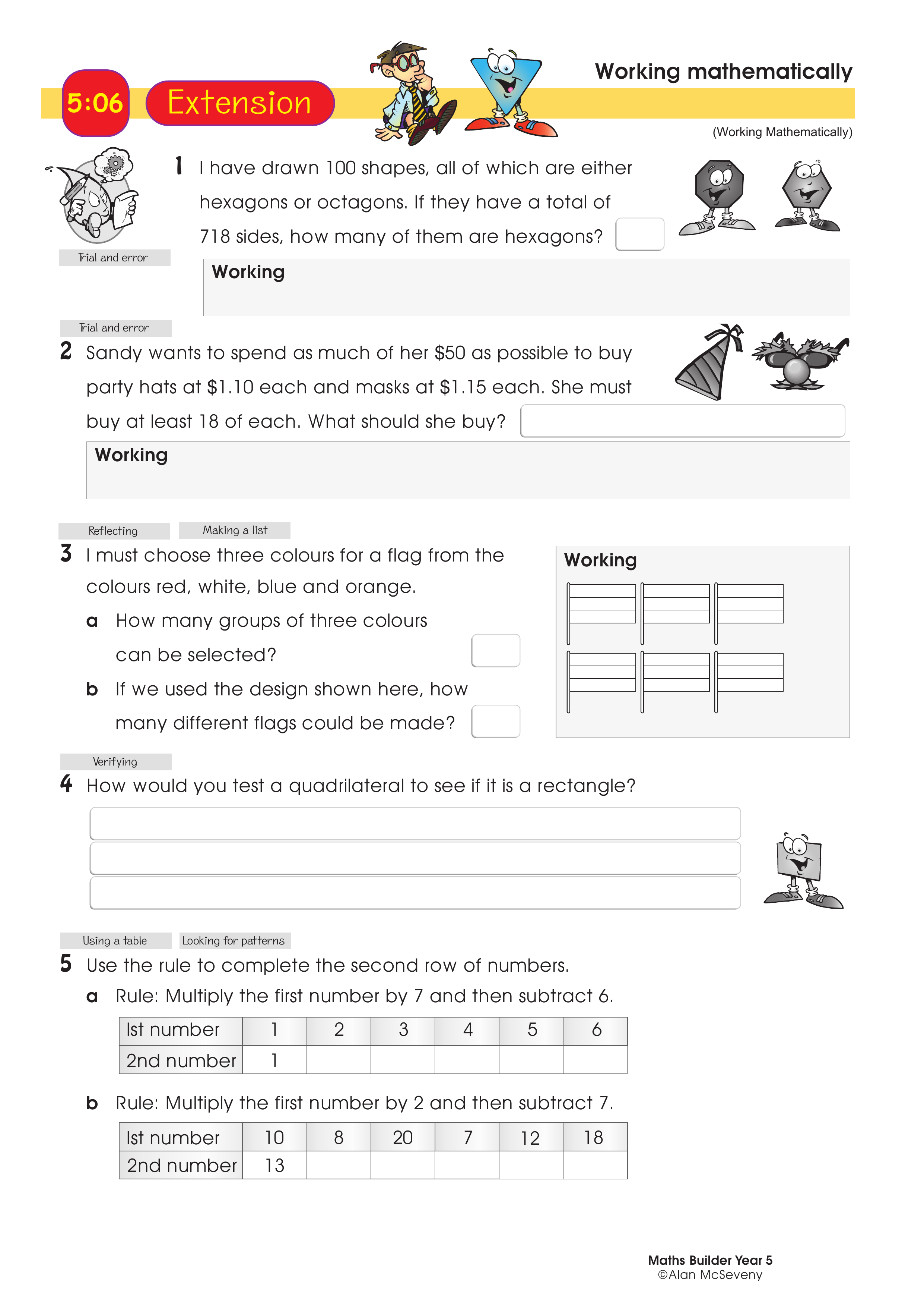 Working mathematically — worksheet preview