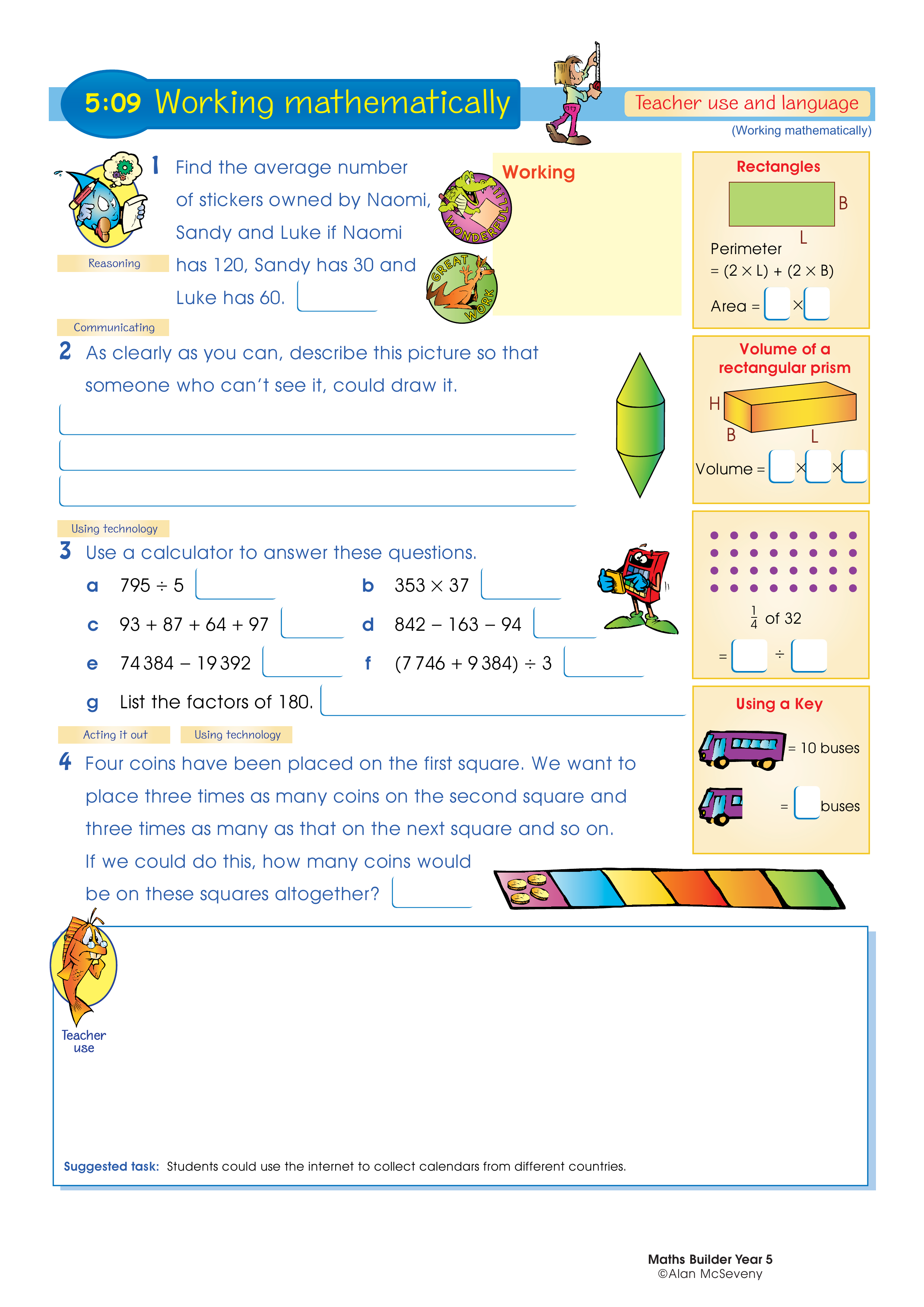 Working mathematically (and language) — worksheet preview