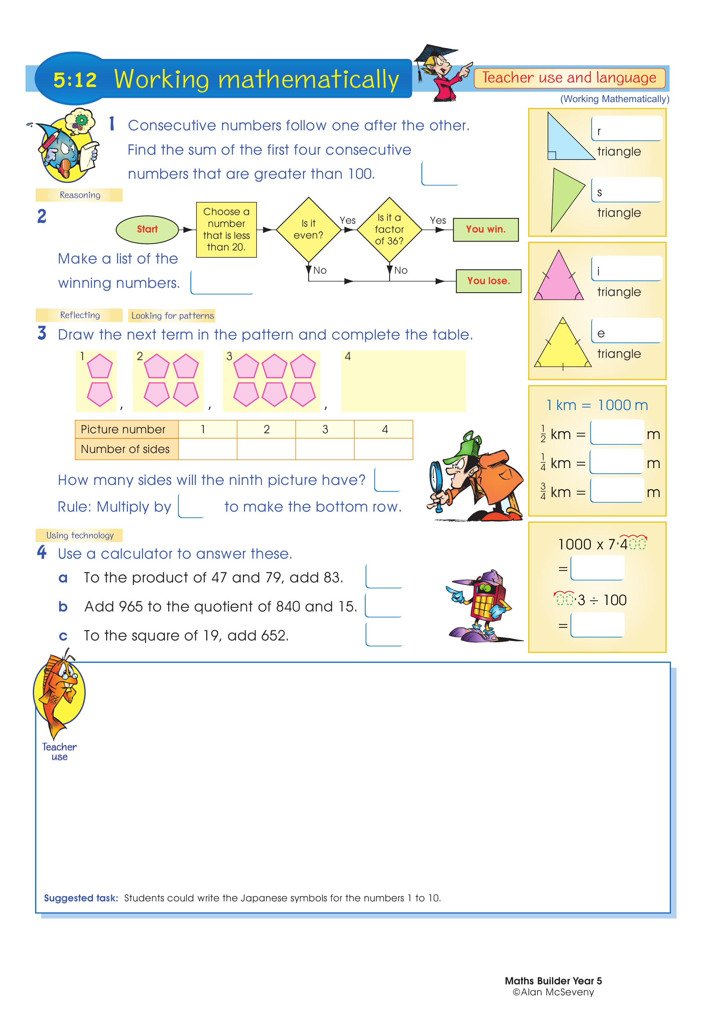 Working mathematically (and language) — worksheet preview