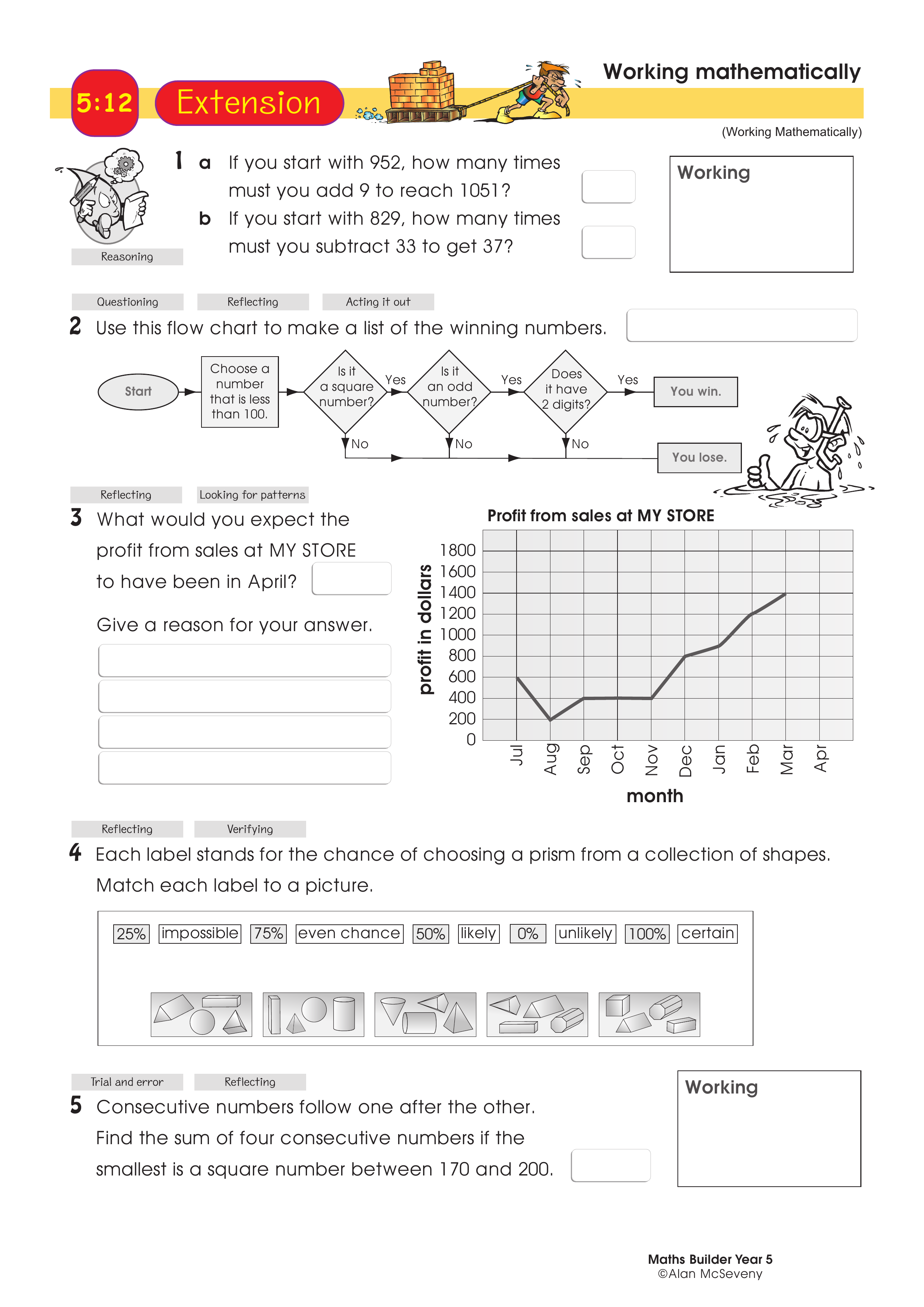 Working mathematically — worksheet preview