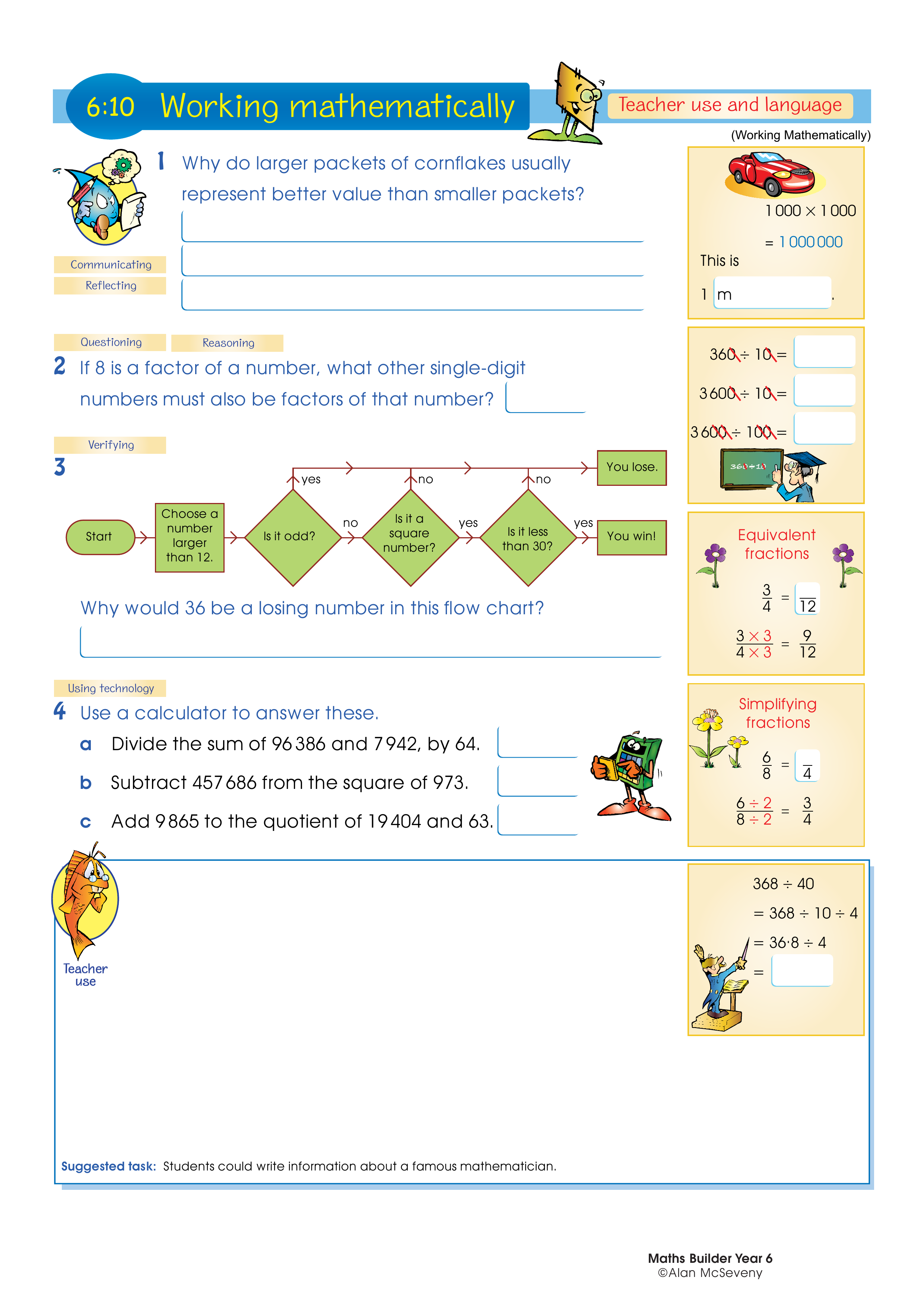 Working mathematically (and language) — worksheet preview
