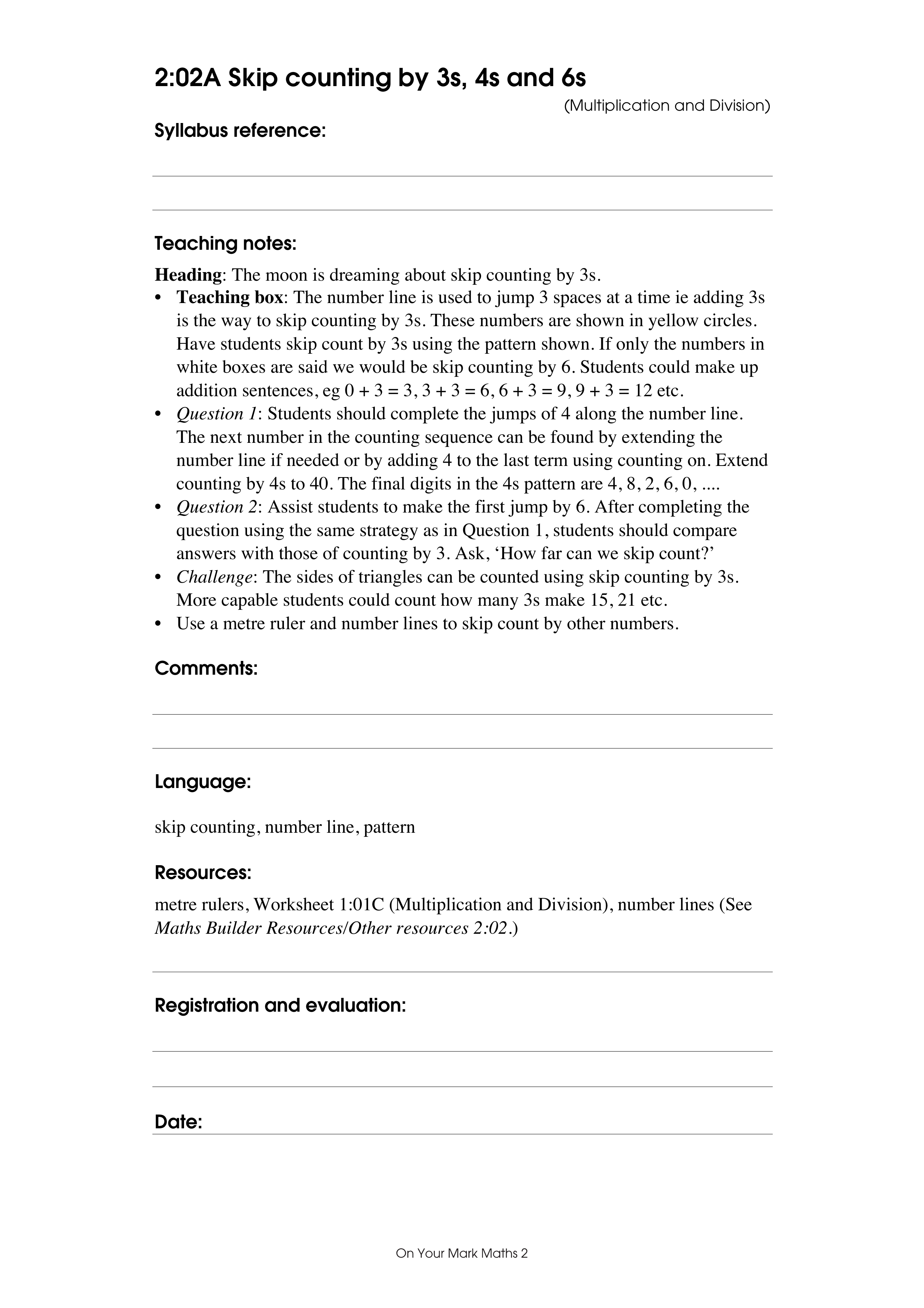 Skip counting by 3s, 4s and 6s — worksheet preview