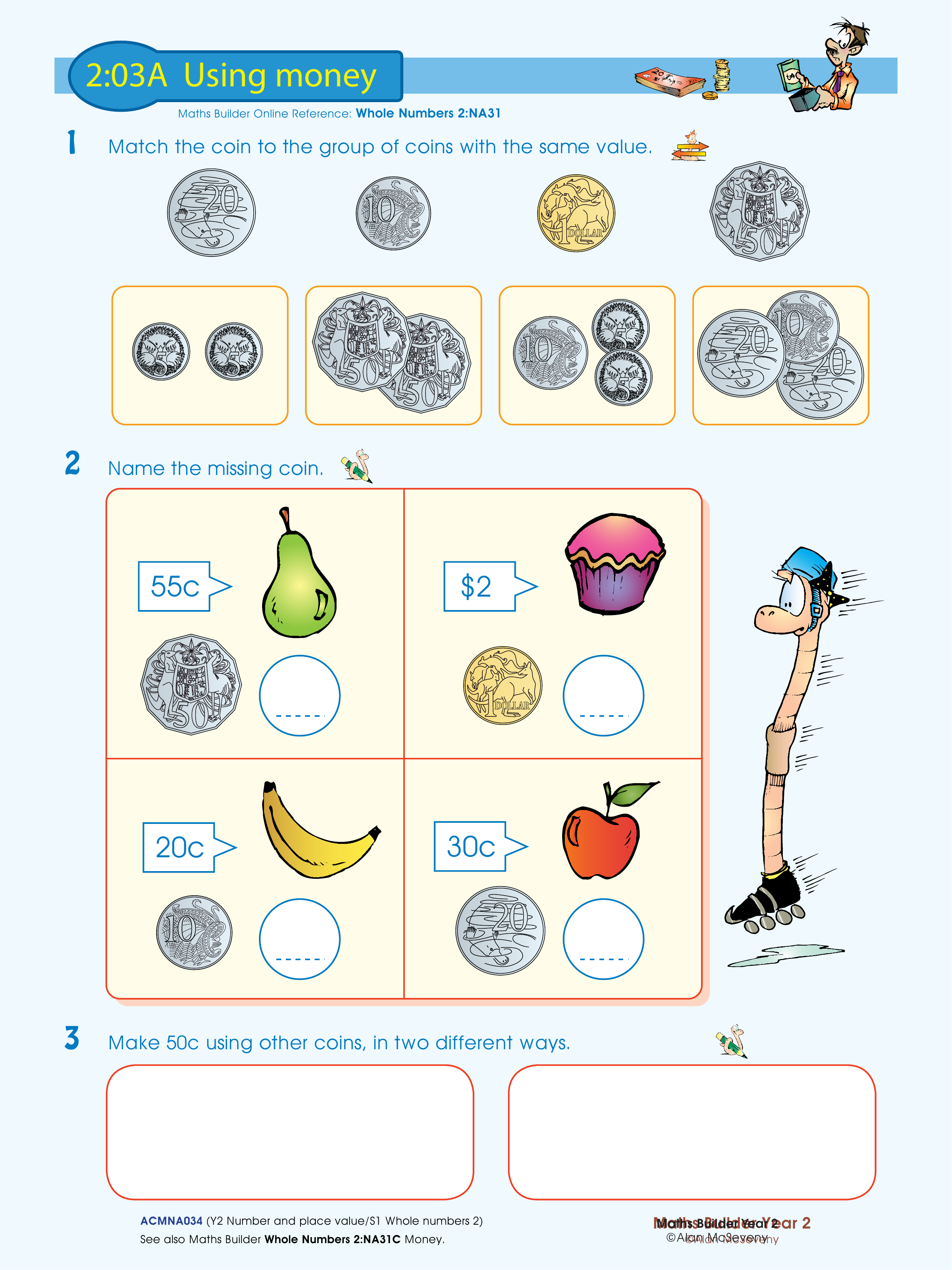 Using money — worksheet preview