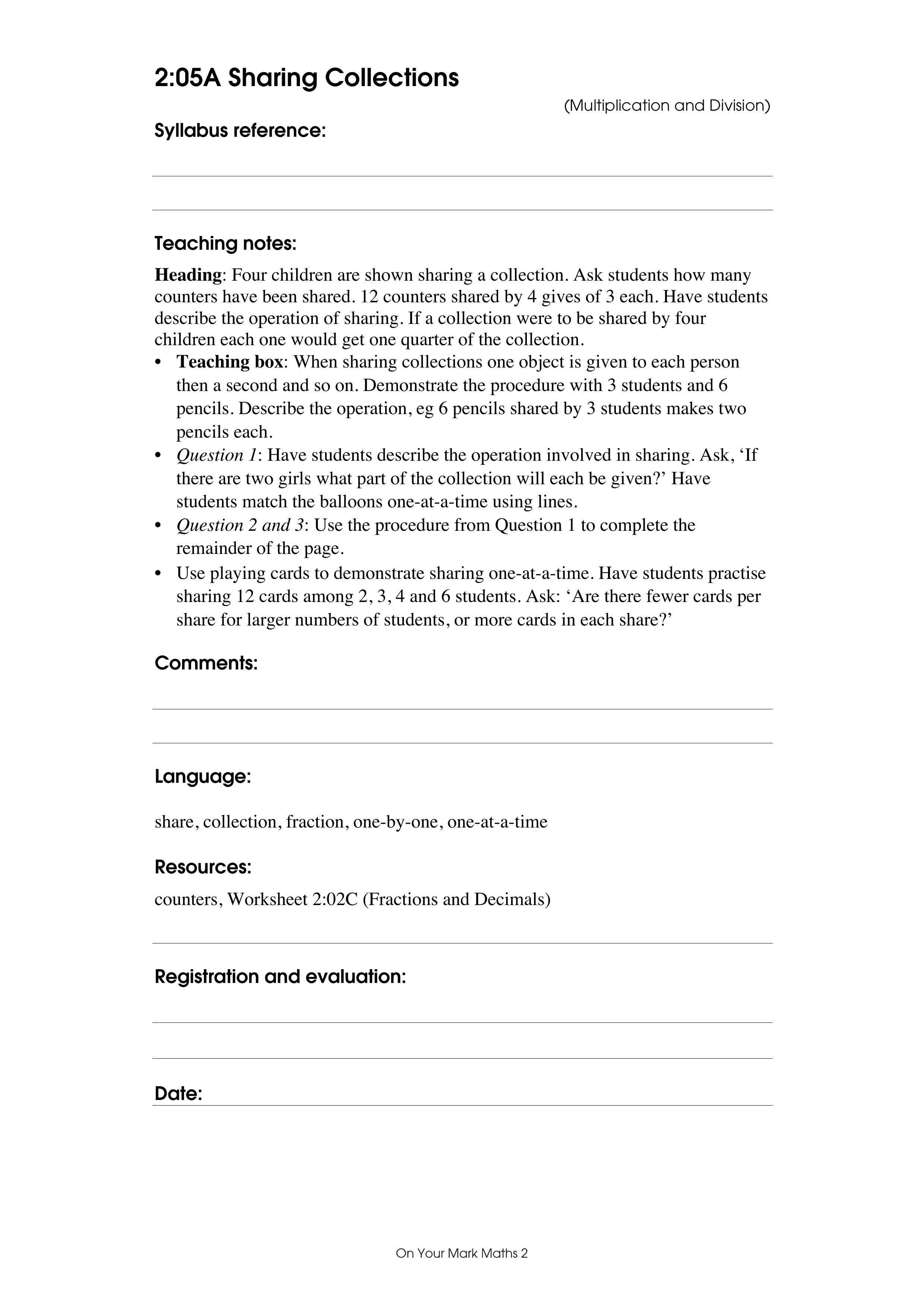 Sharing collections — worksheet preview
