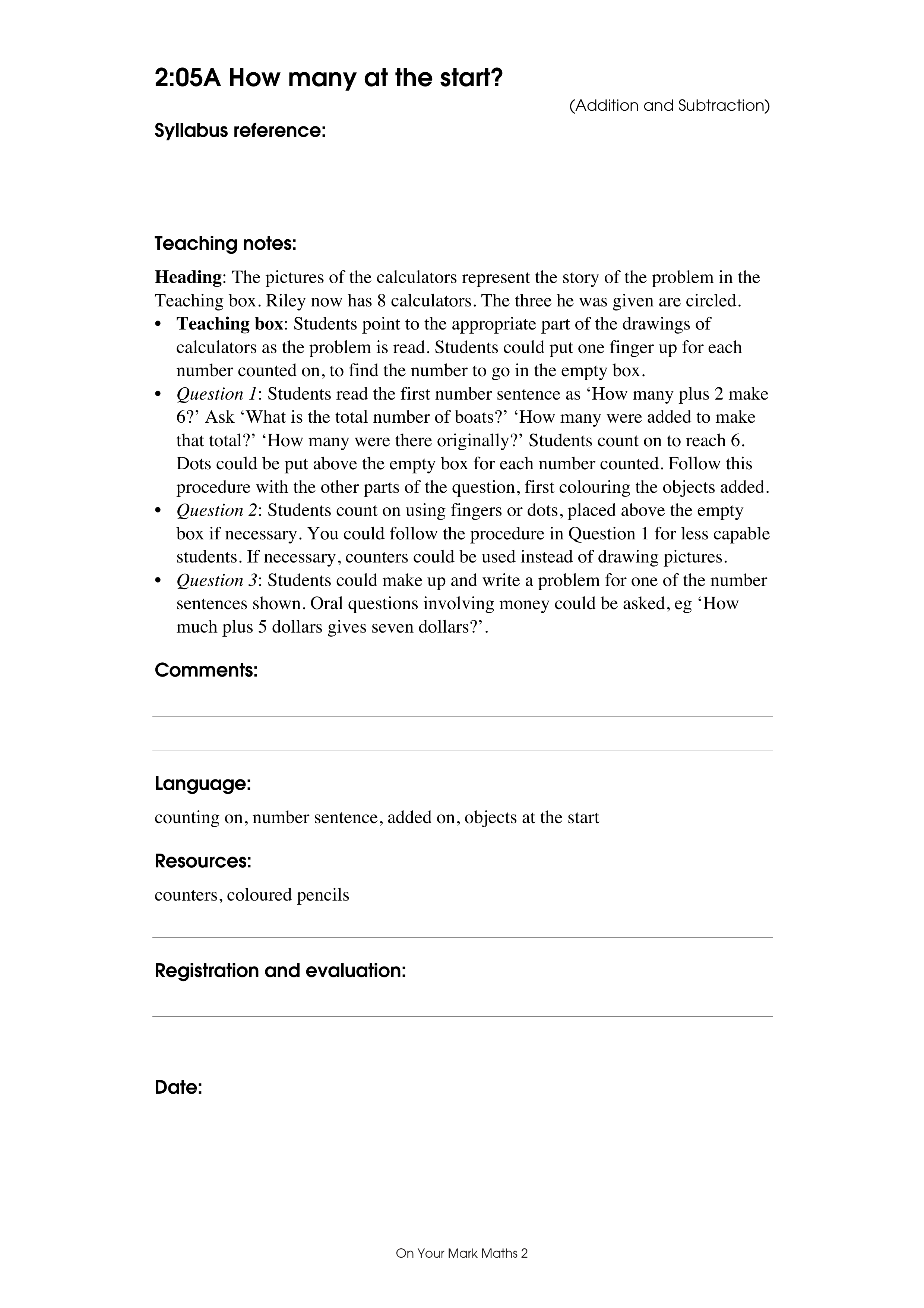 How many at the start? — worksheet preview