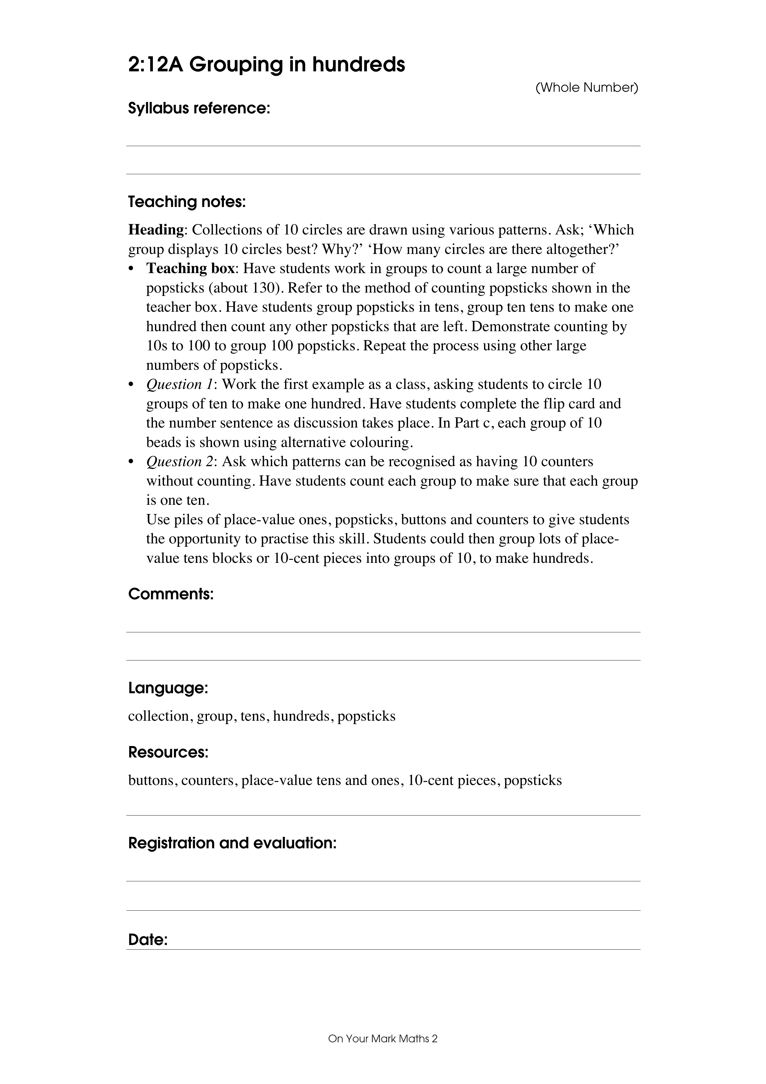 Grouping in hundreds — worksheet preview