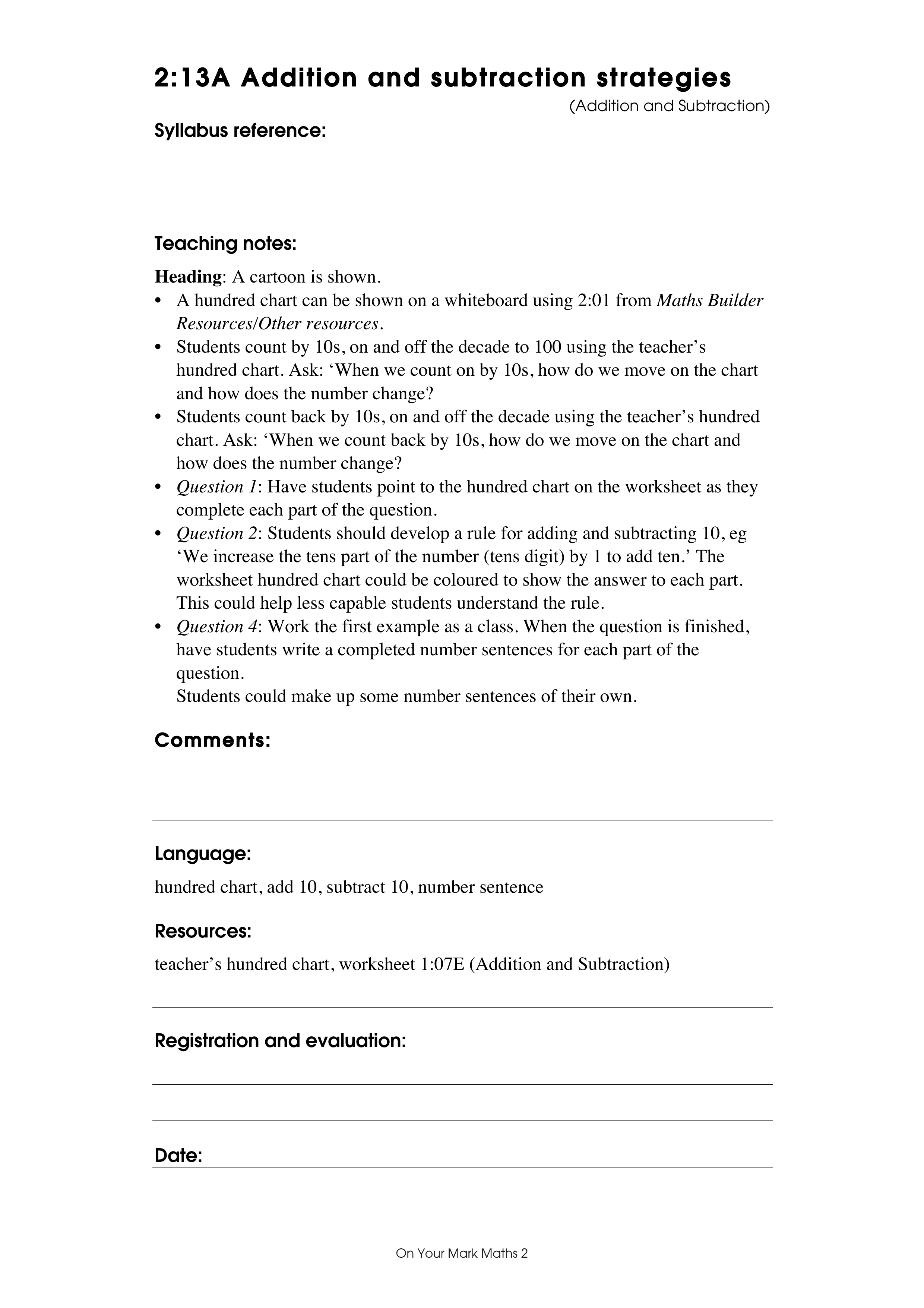 Addition and subtraction strategies — worksheet preview