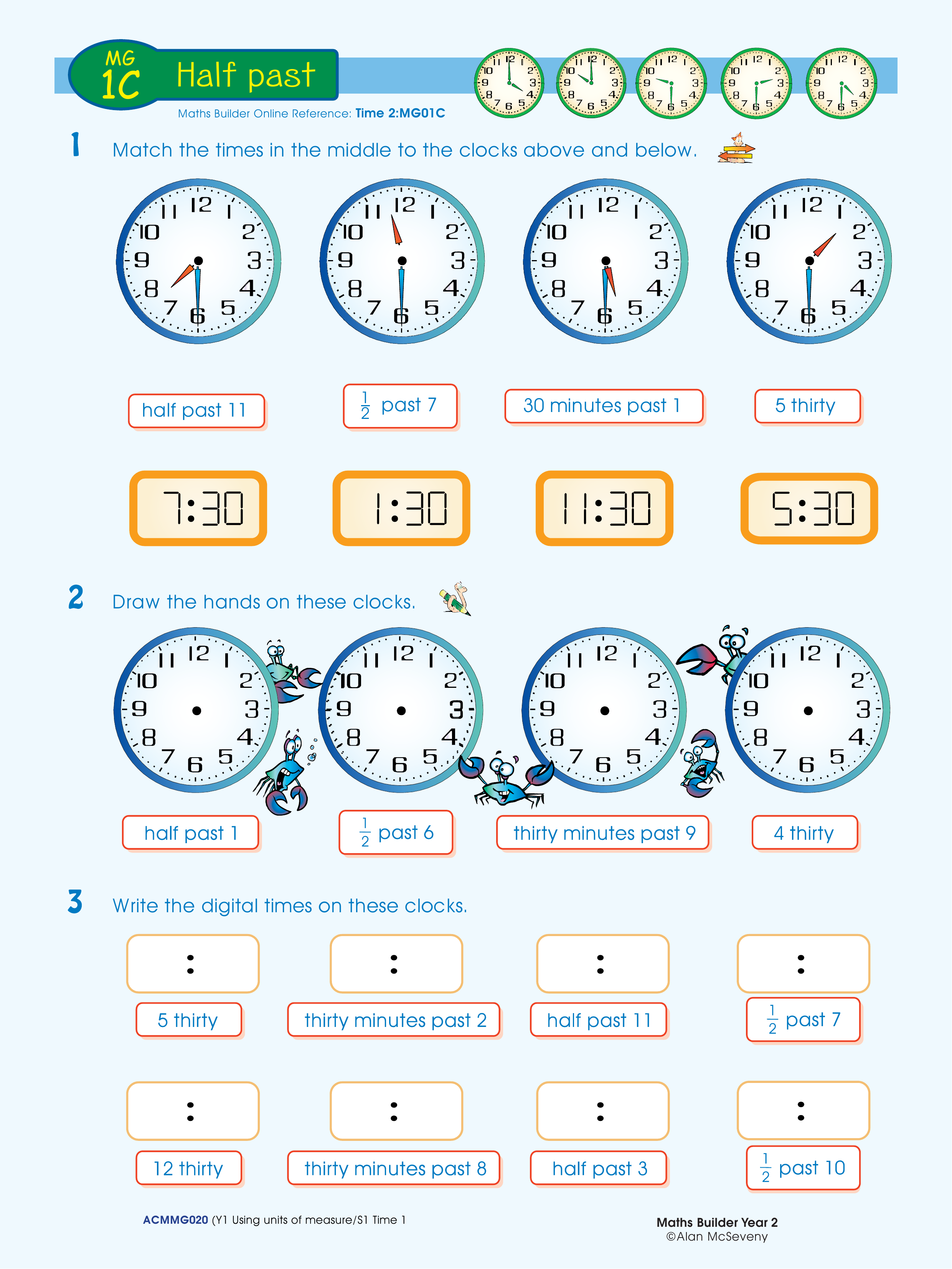 Half past — worksheet preview