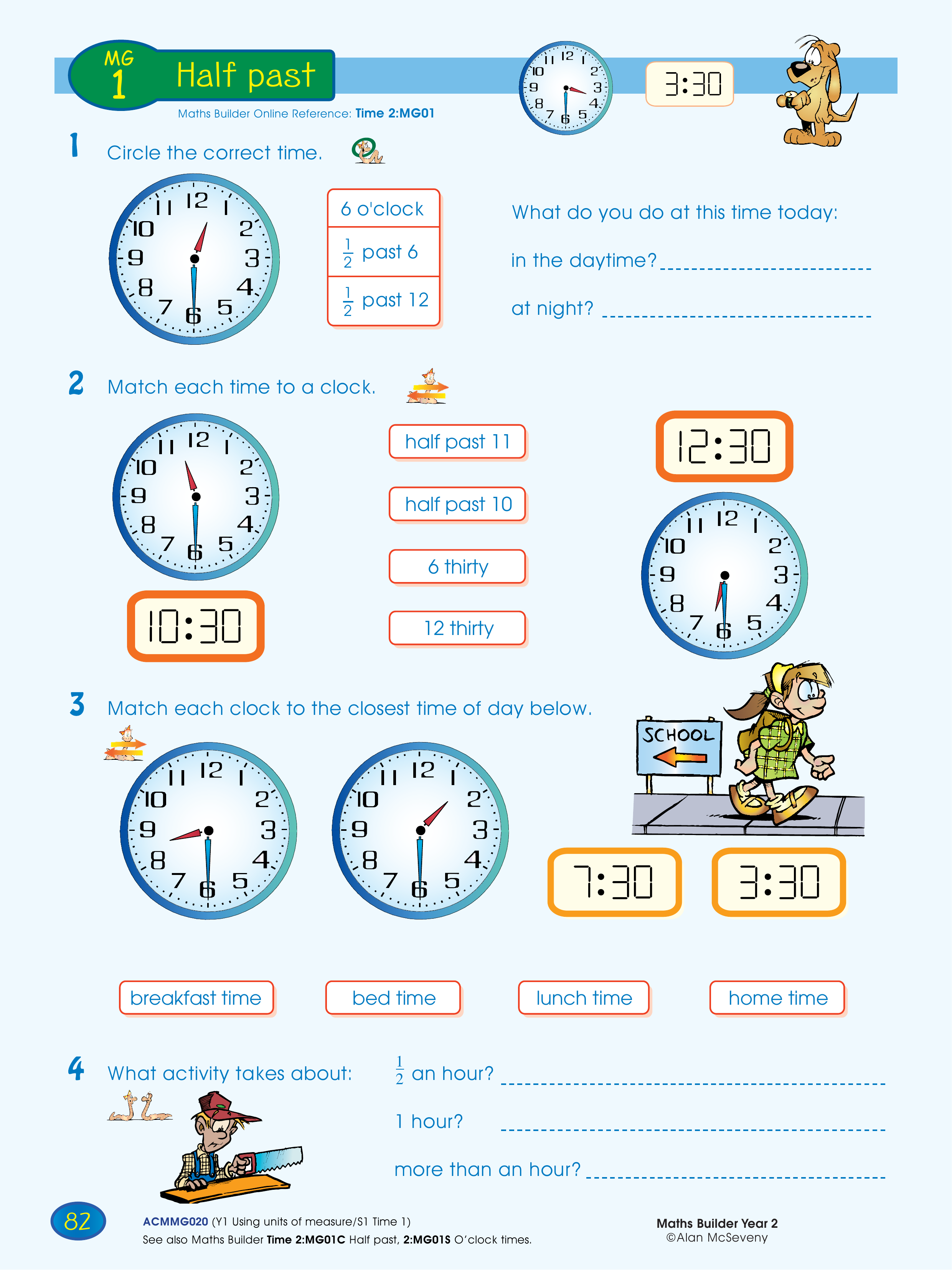 Half past — worksheet preview