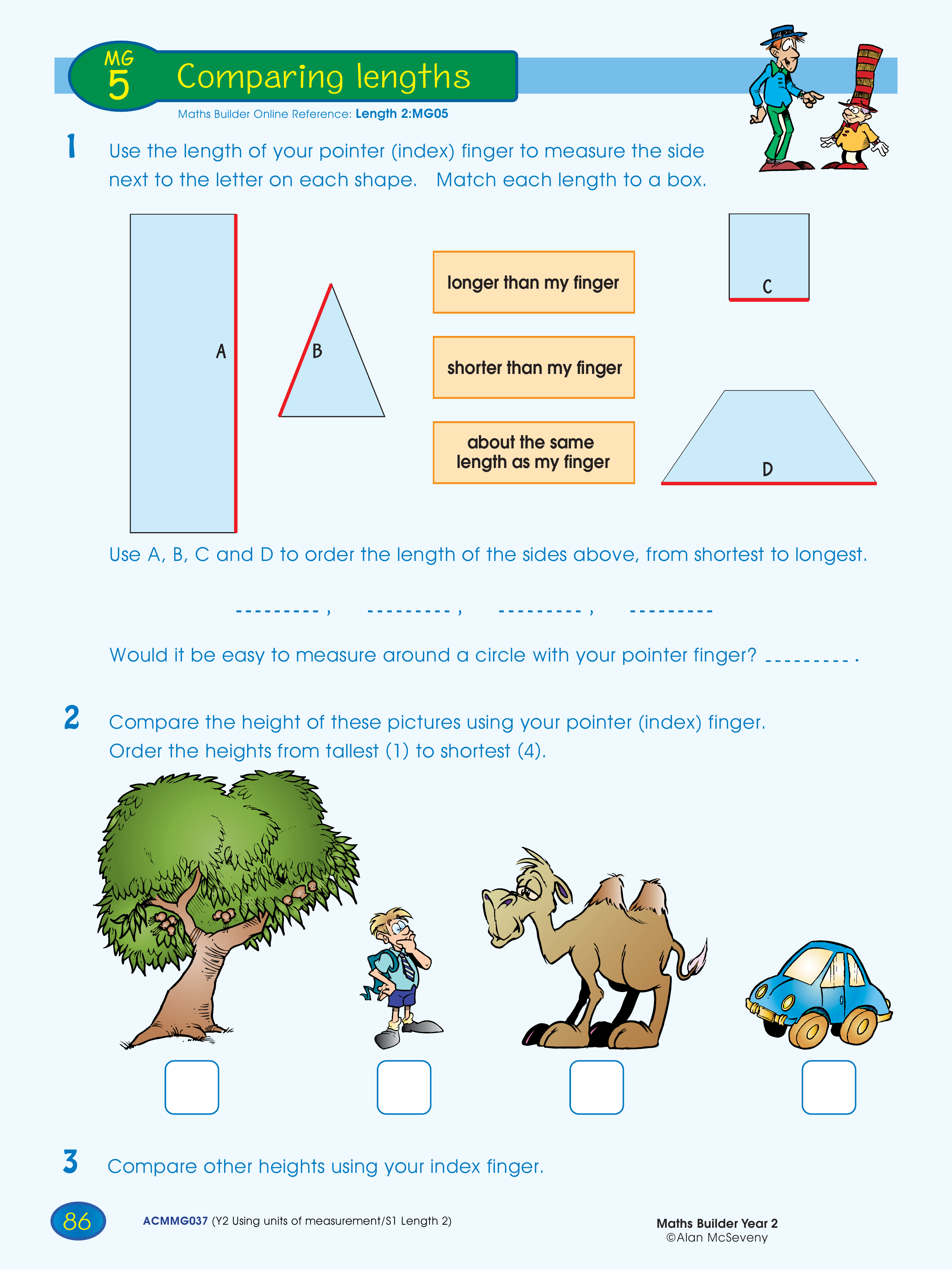 Comparing lengths — worksheet preview