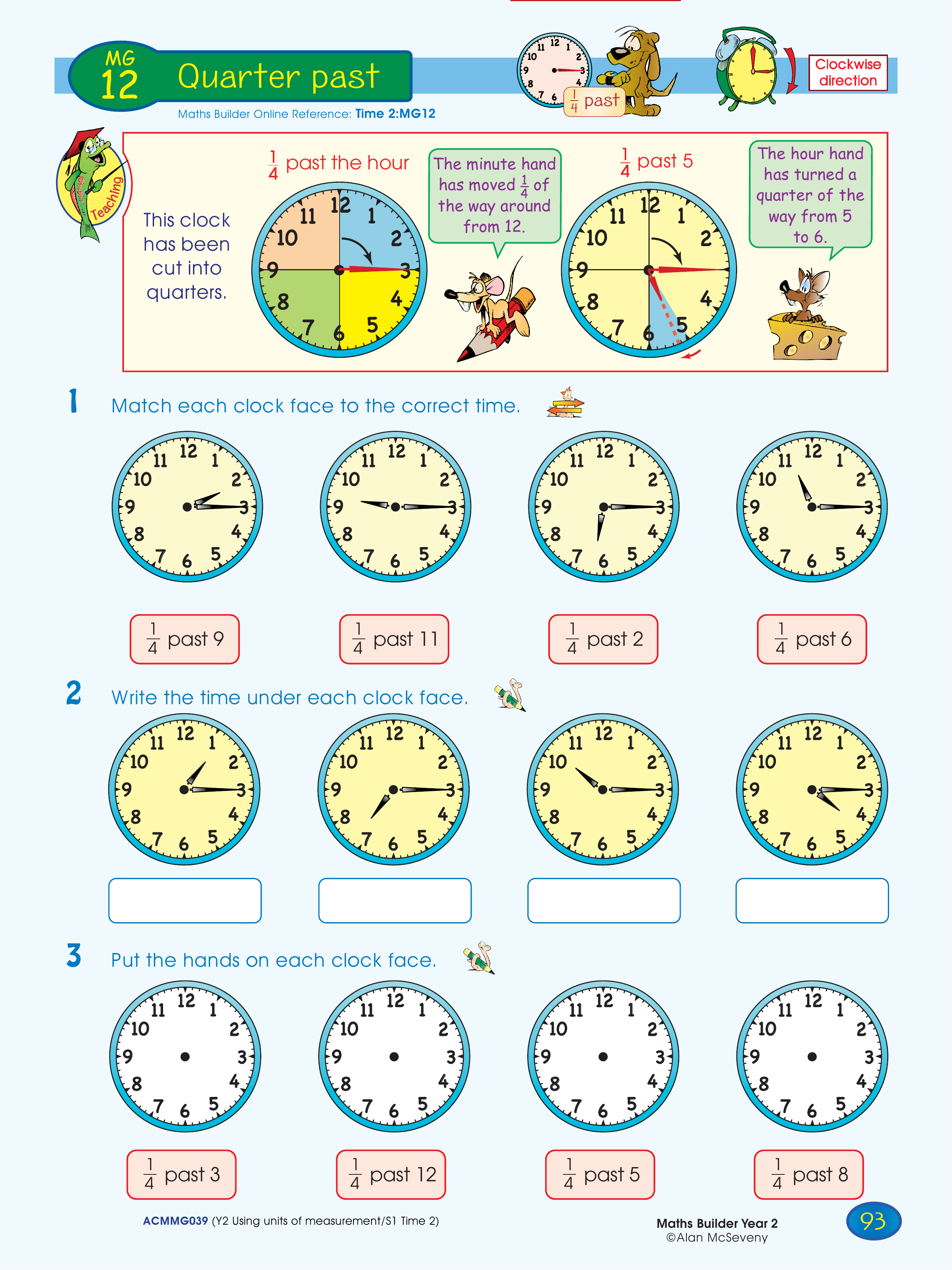 Quarter past — worksheet preview