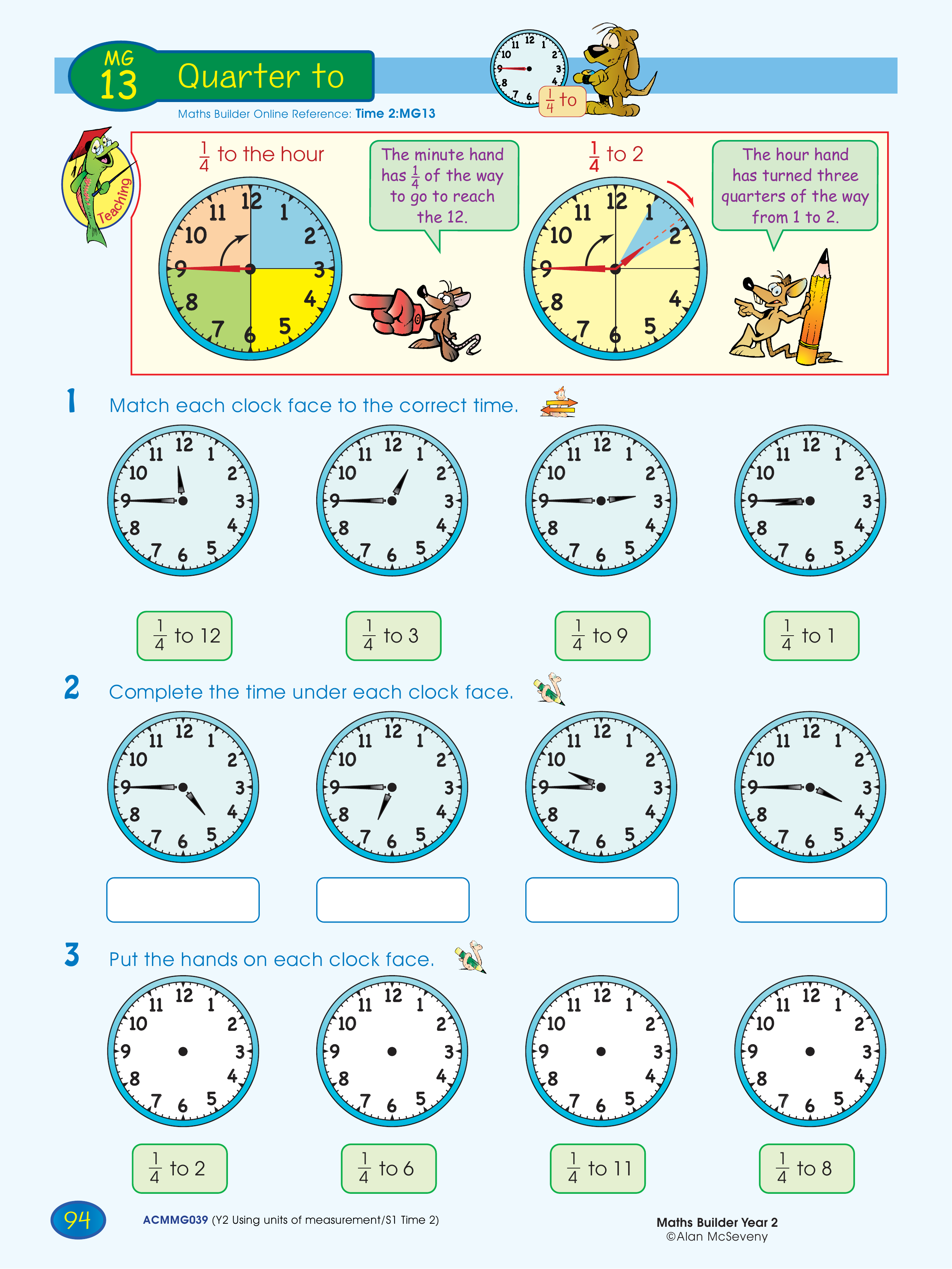 Quarter to — worksheet preview