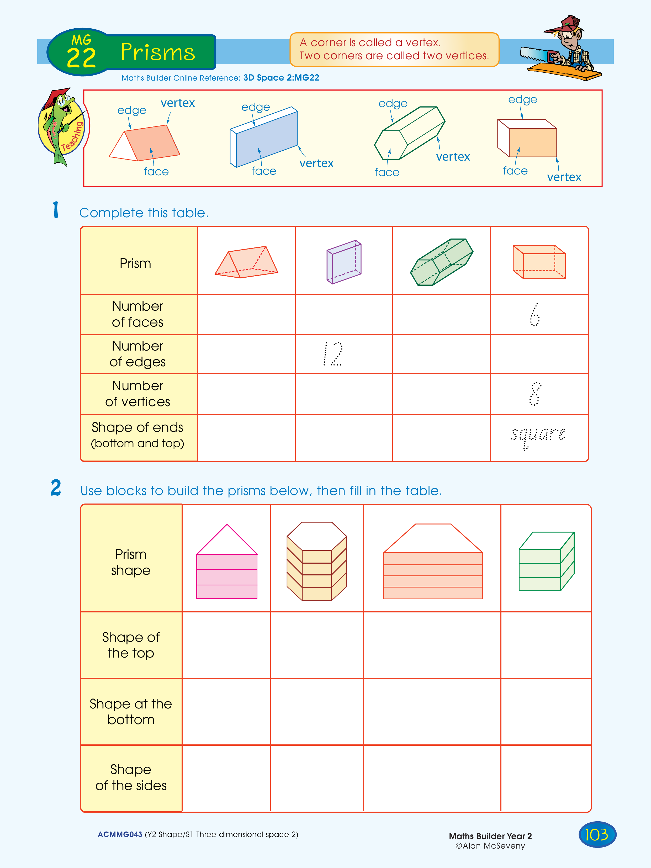 Prisms — worksheet preview