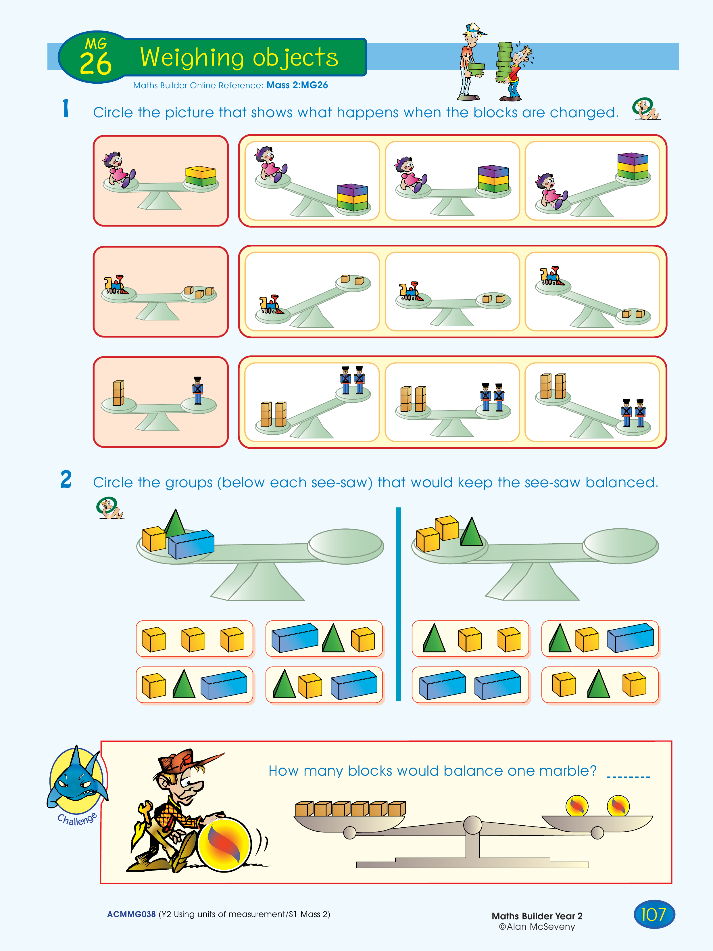 Weighing objects — worksheet preview